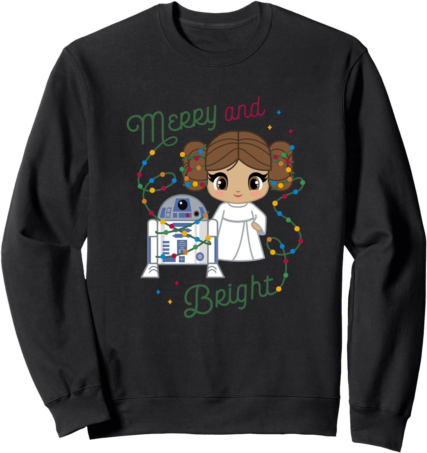 Star Wars Christmas Princess Leia R2-D2 Merry And Bright Sweatshirt