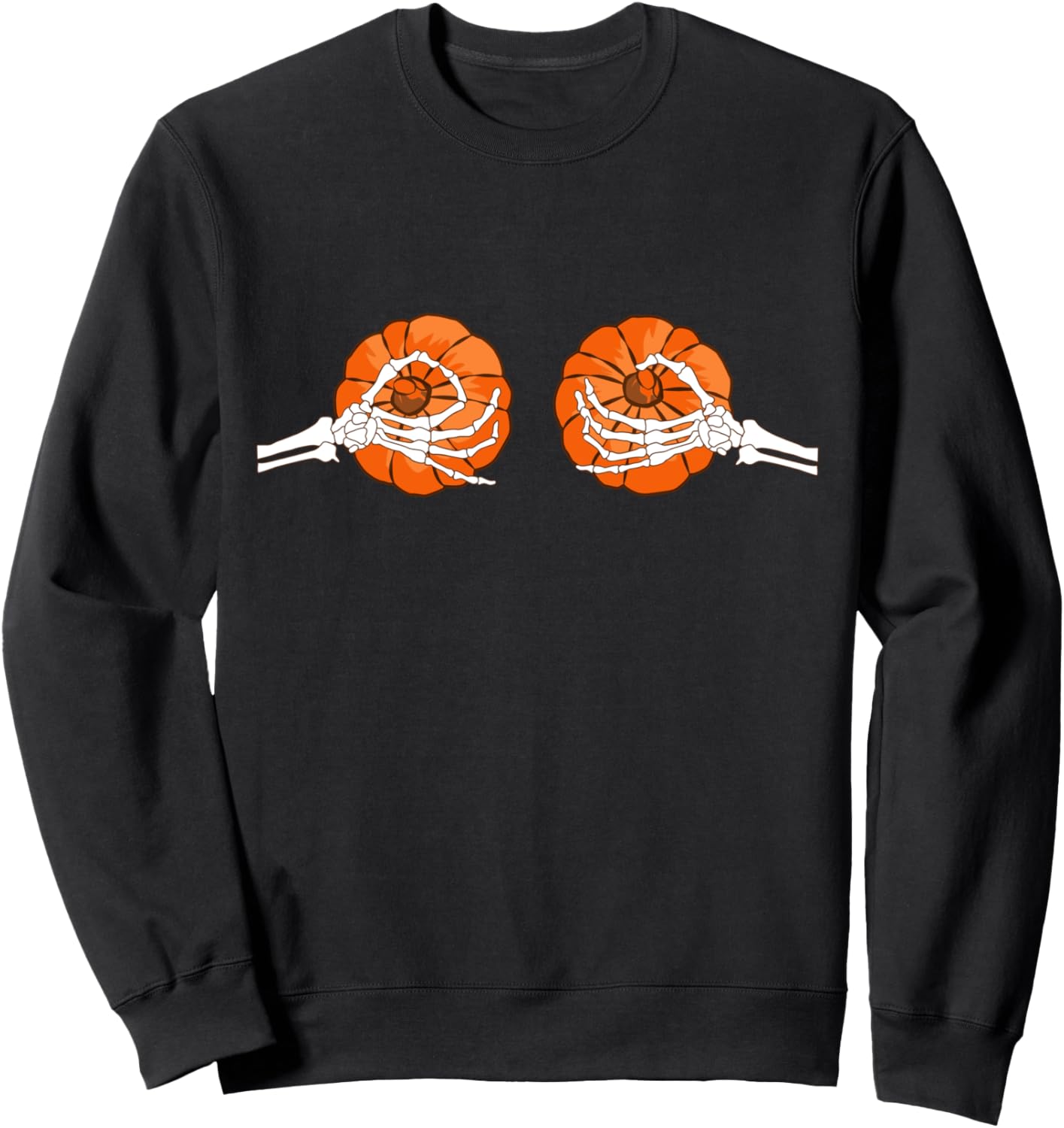 Pumpkin Boobs Skeleton Hands Funny Halloween Costume Sweatshirt