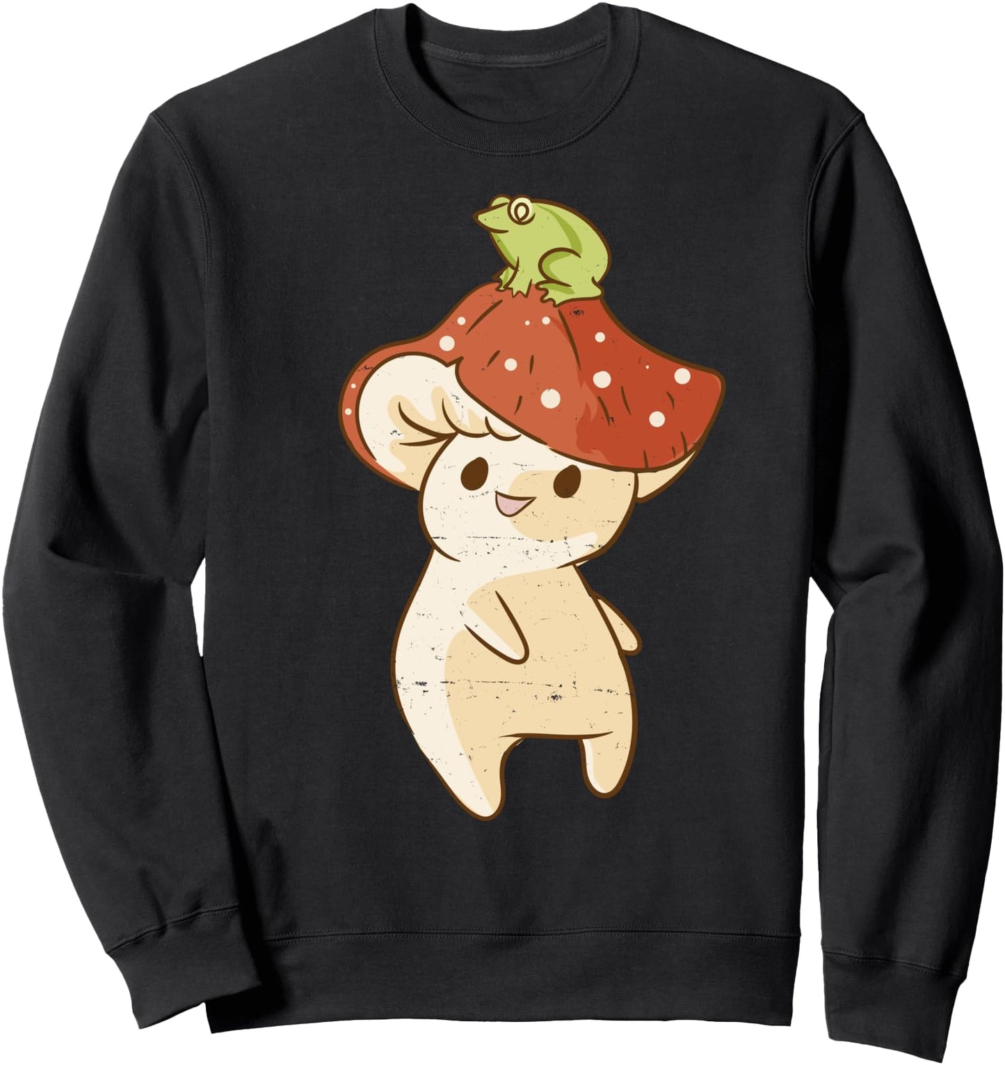Cute Kawaii Anime Mushroom With A Frog - Aesthetic Japanese Sweatshirt