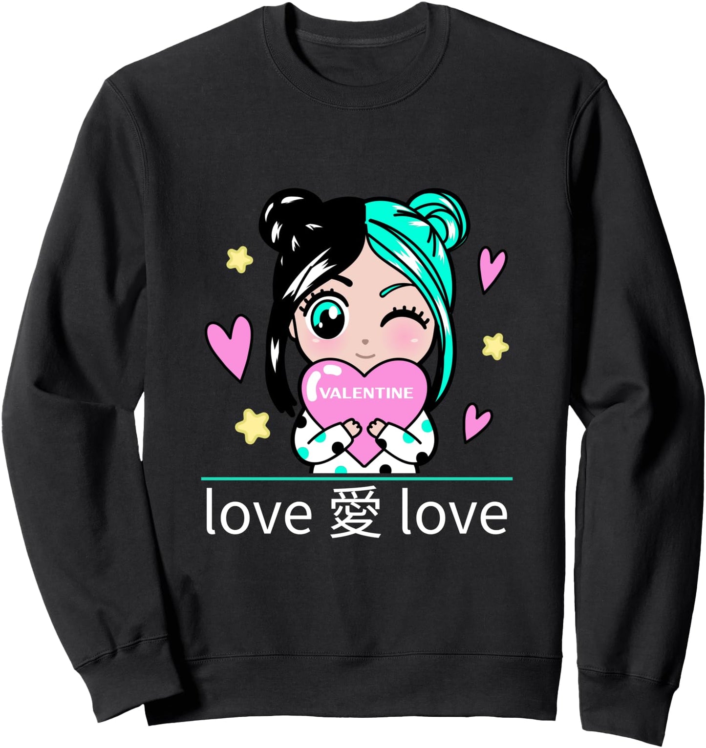 Anime Valentine Shirt for Teen Girls Japanese Love Hearts Sweatshirt