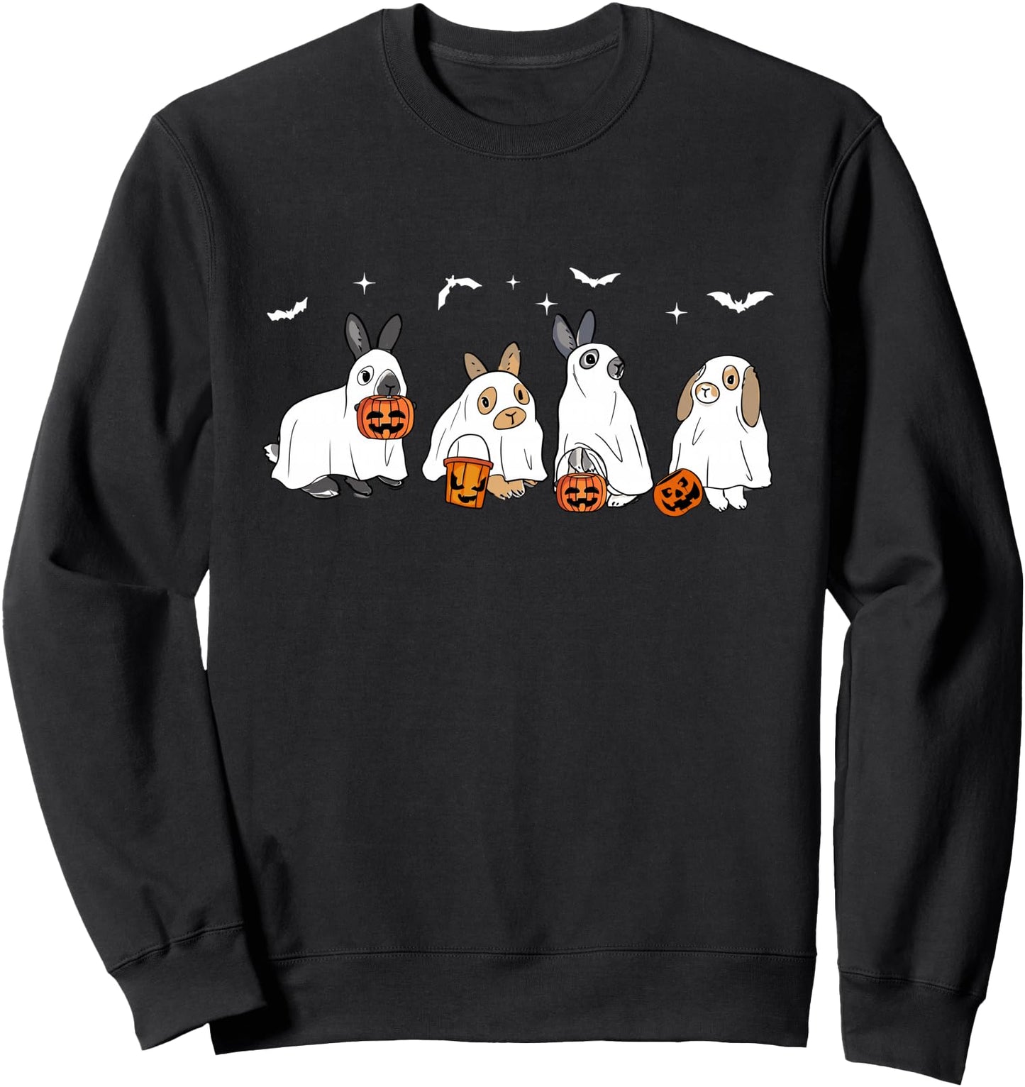 Cute Bunny Ghost Halloween Bunny Lover Farmer Halloween Sweatshirt
