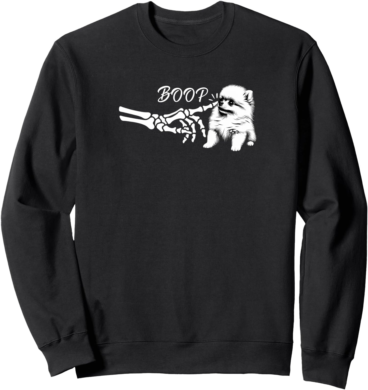 Pomeranian Skeleton Hand Boop Halloween Pet Women Girls Sweatshirt