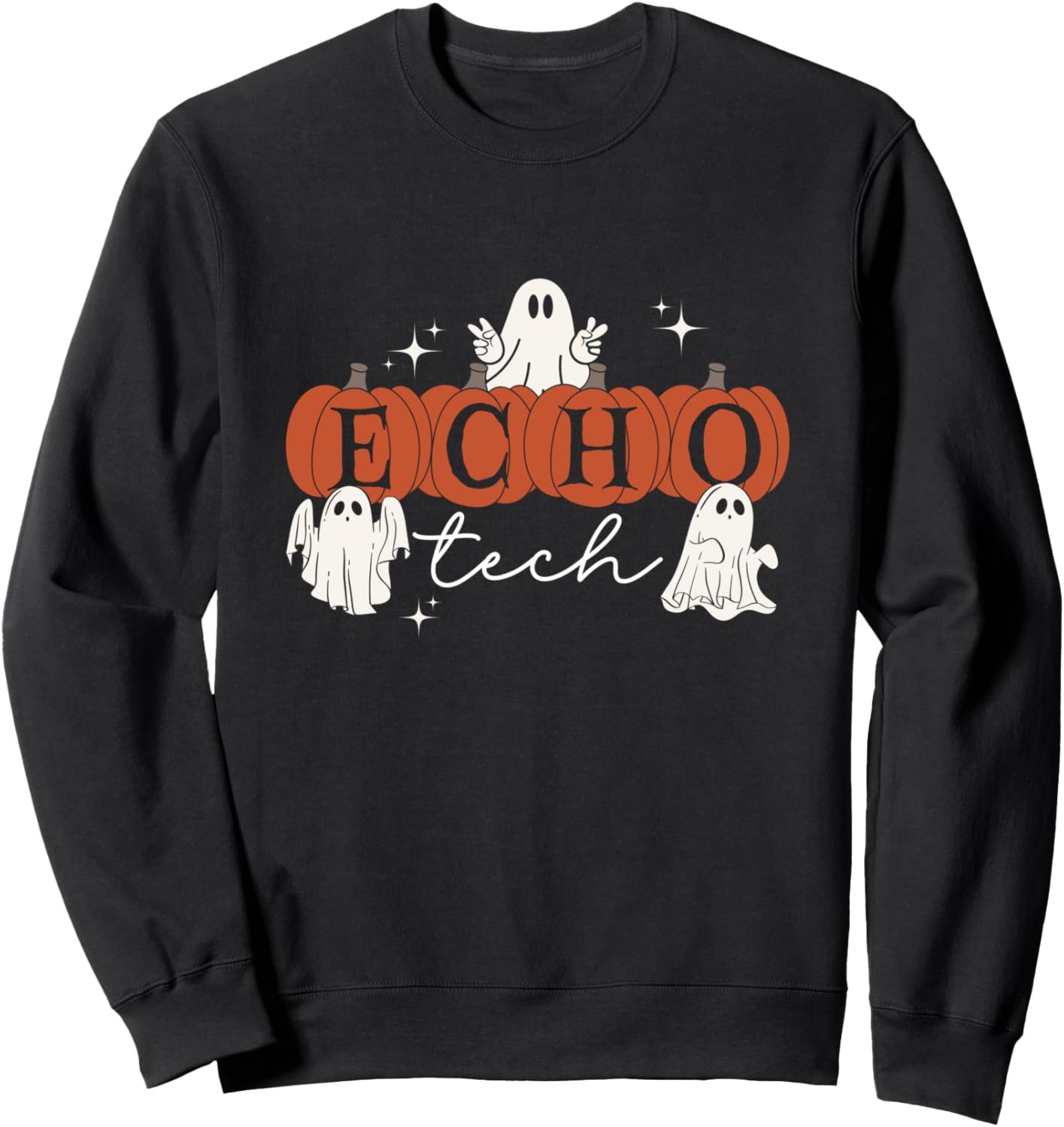 Ghost Cardiac Sonographer Pumpkin Halloween Echo Tech CVICU Sweatshirt
