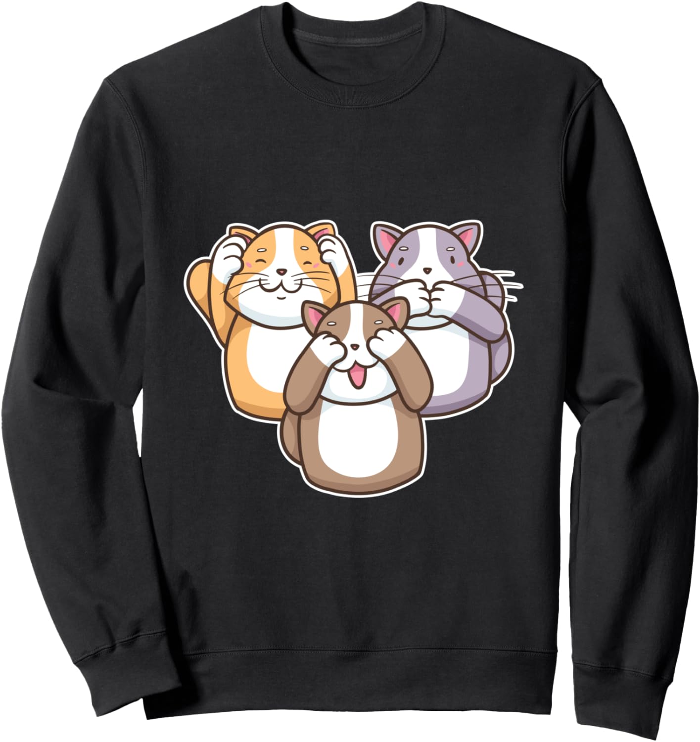 Three Wise Cats Shirt See Hear Speak No Evil Christmas Anime Sweatshirt