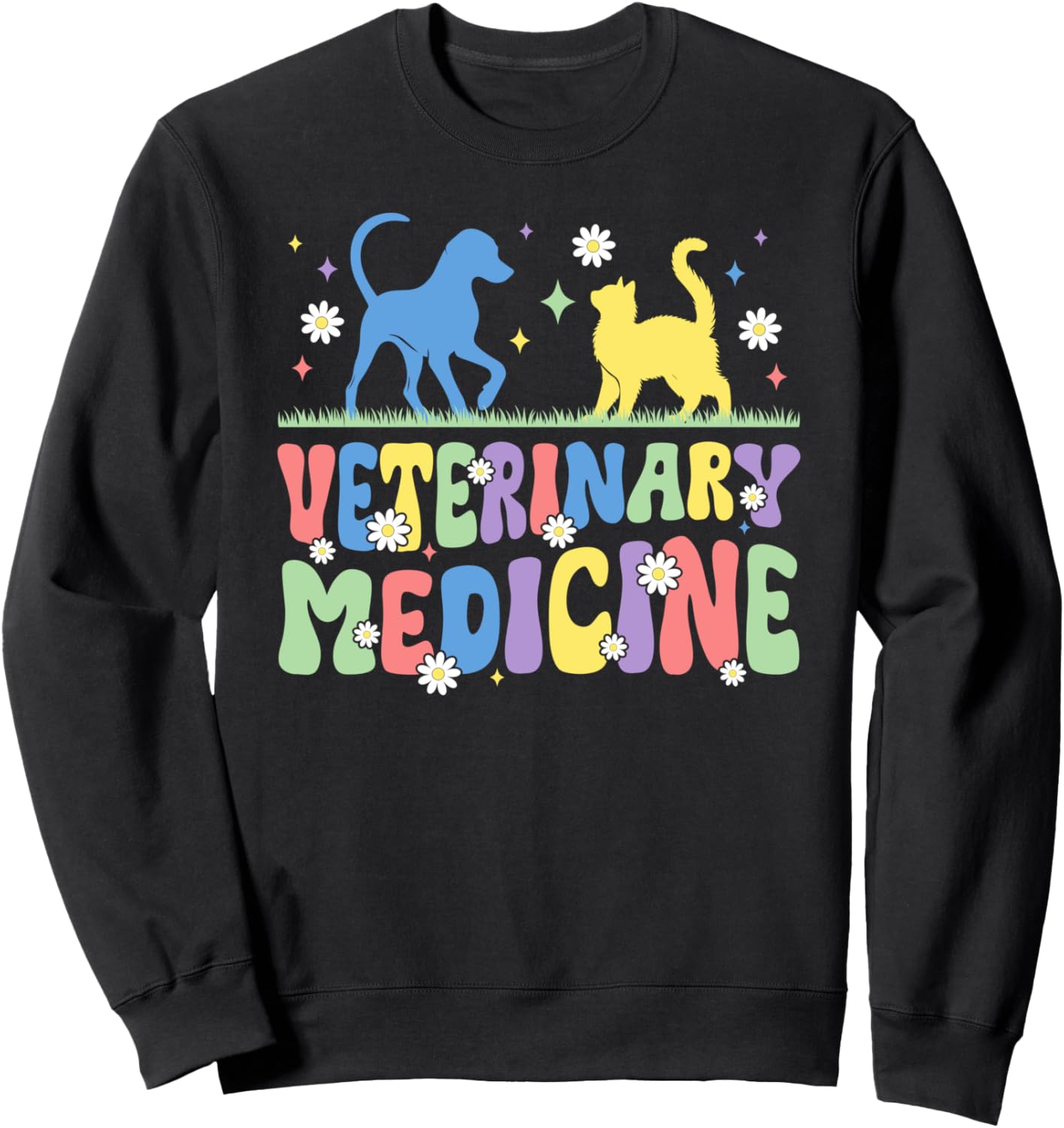 Veterinary Medicine Groovy Vet Med Veterinarian Sweatshirt