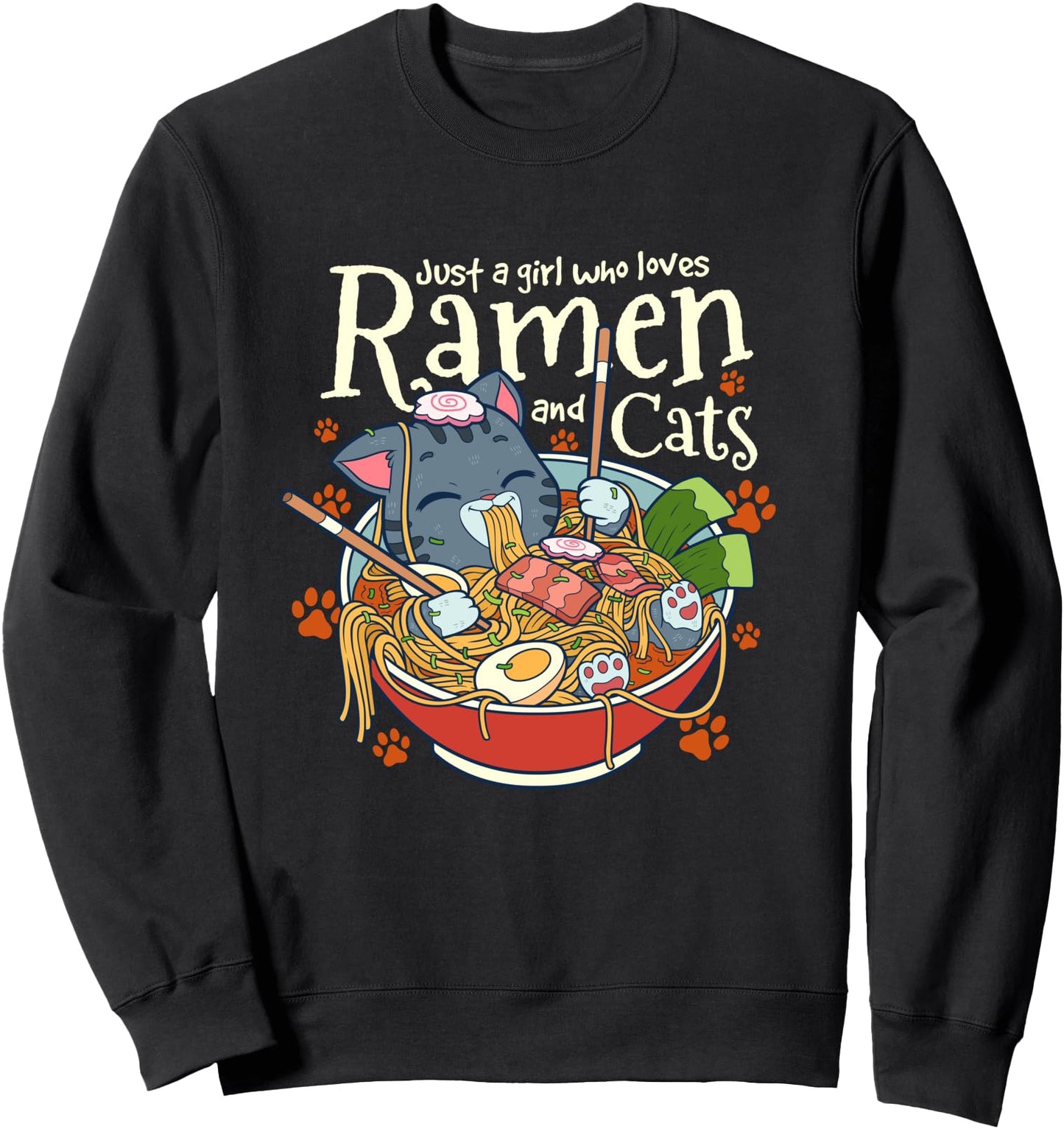 Kawaii Cute Anime Cat Girl Otaku Japanese Ramen Noodles Gift Sweatshirt