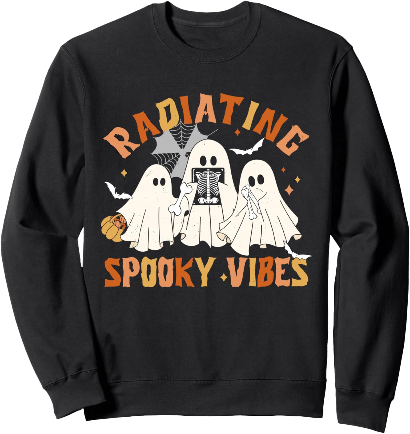 Retro Radiating Spooky Vibes X-ray Tech Halloween Ghost Sweatshirt