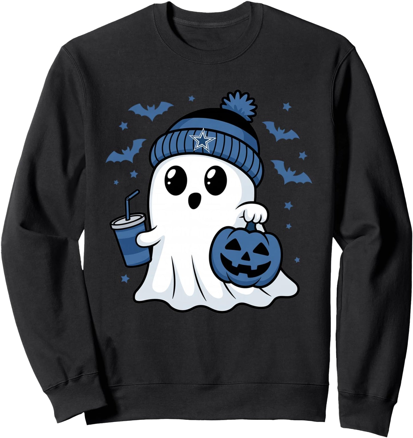 Vintage Dallas Ghost Cute Ghost Halloween Blue Pumpkin Sweatshirt