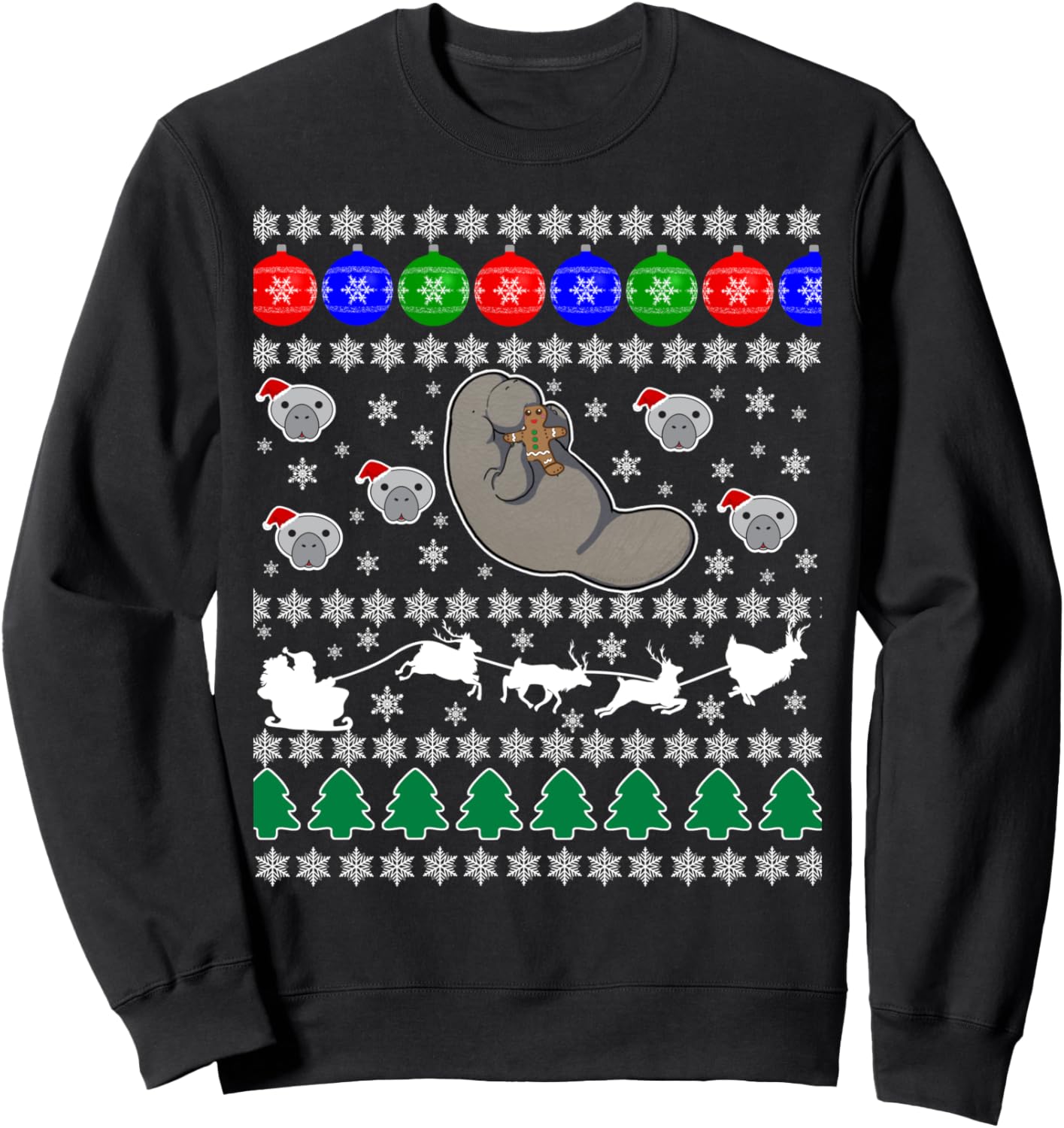 Manatee Sea Cow Ugly Christmas Sweater Xmas Party Fun Jumper Sweatshirt