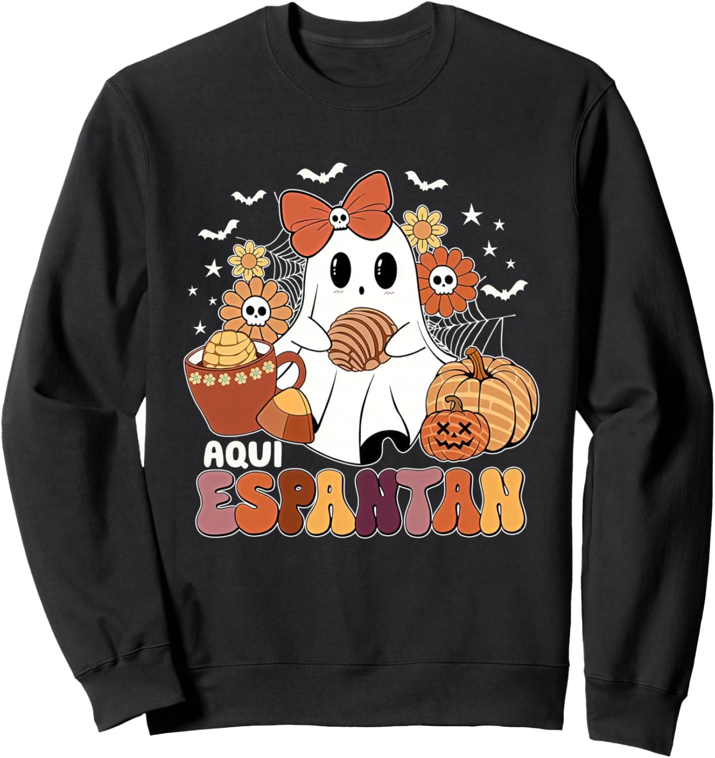 Aqui espantan Dia de Muertos Spanish Mexican Halloween Funny Sweatshirt