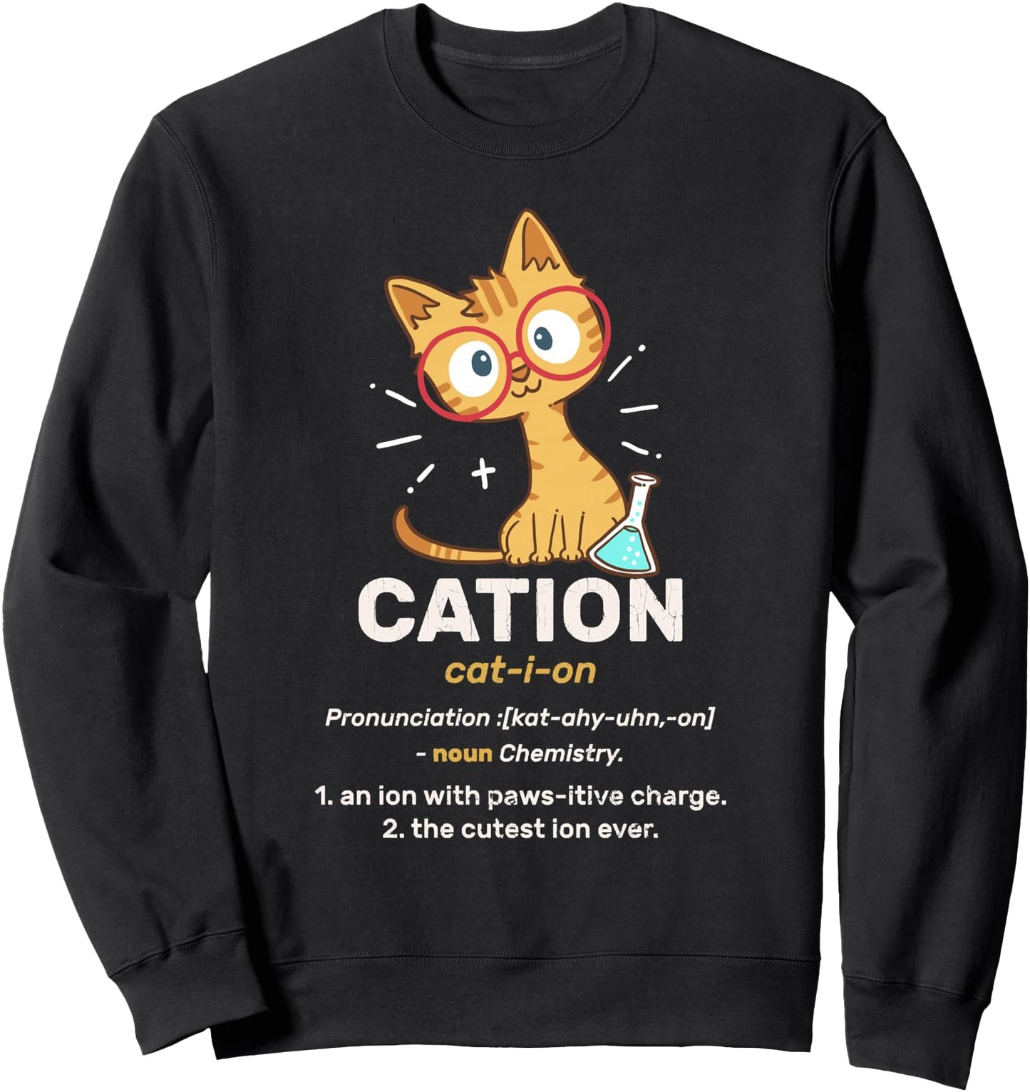 Cation Cute Science Cat Pawsitive Element Chemistry Teacher Sweatshirt