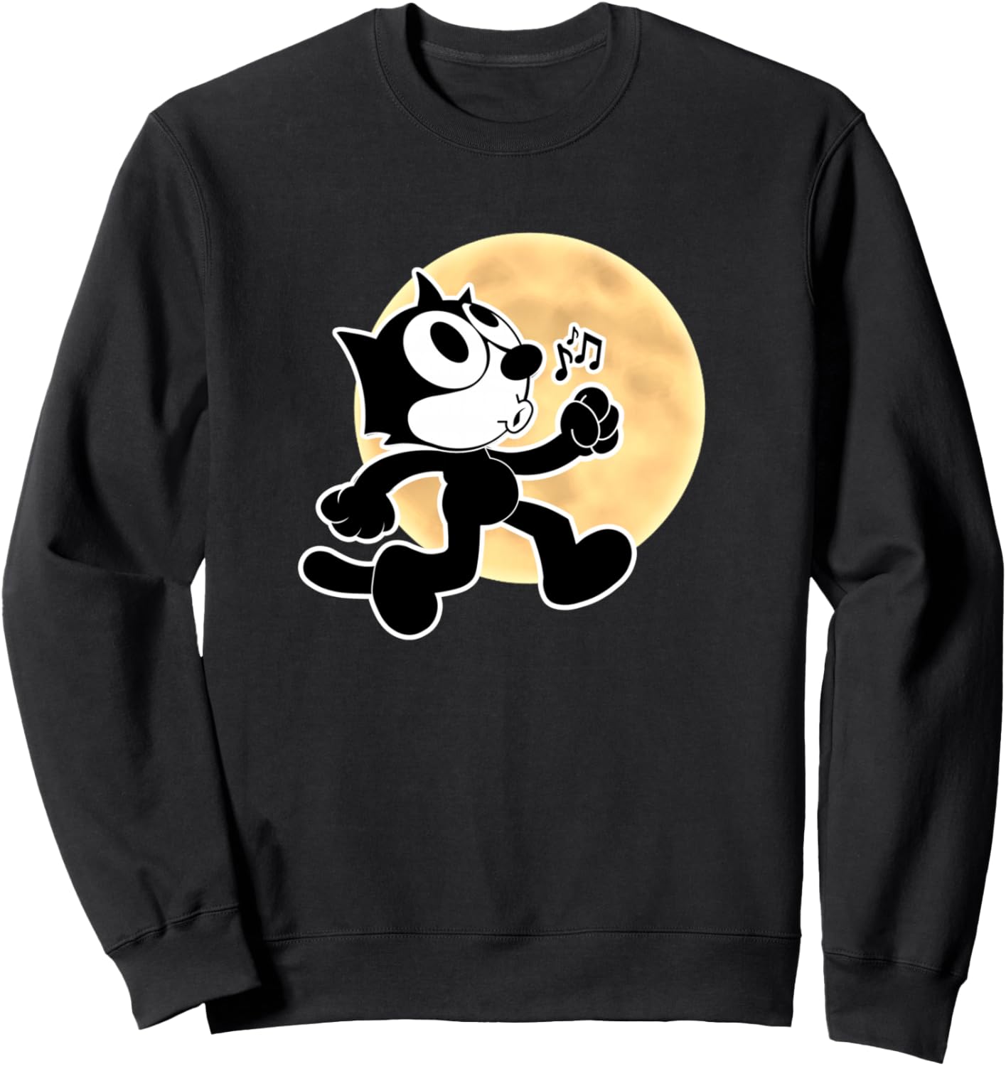 Felix Cartoon Whistling Music Notes Walking in Moonlight Sweatshirt