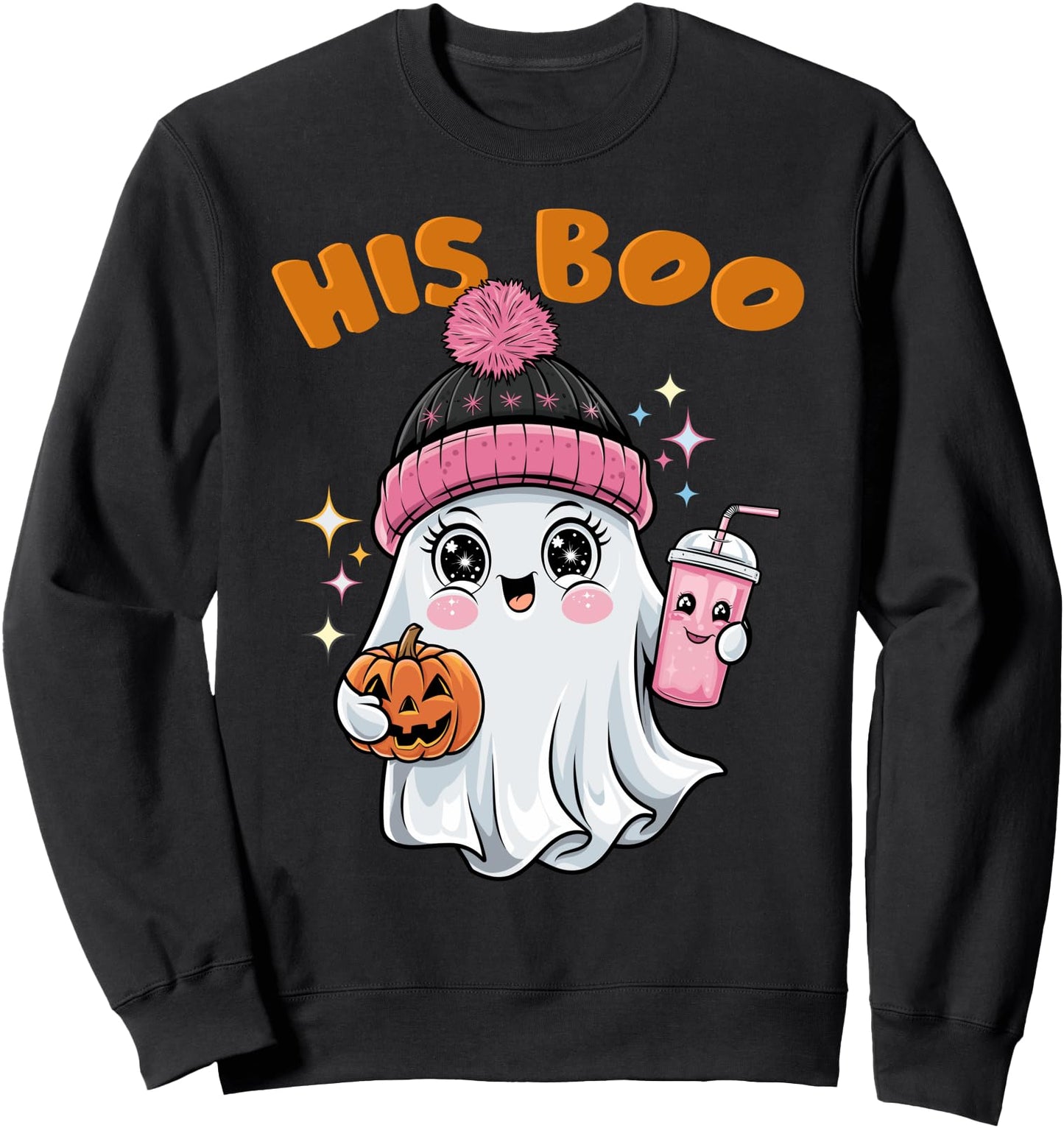Her Boo His Boo Funny Ghost Matching Couples Halloween 2025 Sweatshirt