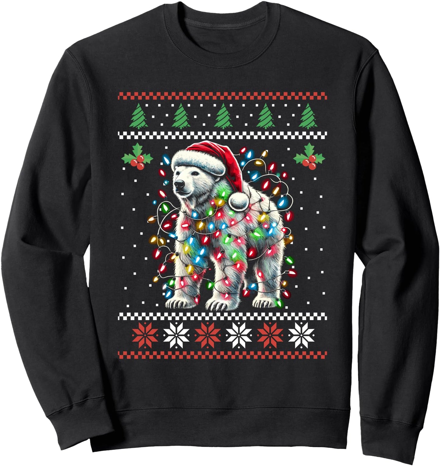 Polar Bear Christmas Lights Ugly Christmas Sweater Xmas Sweatshirt