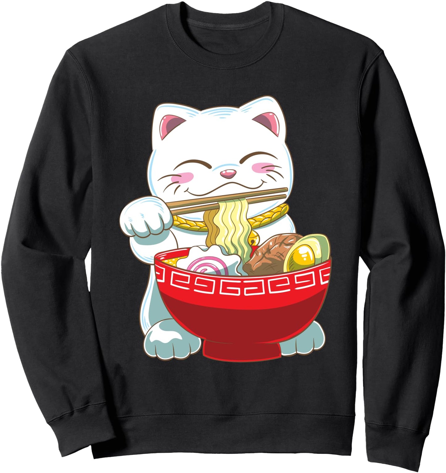 Cute Ramen Maneki Neko Kawaii Japanese Lucky Cat Sweatshirt