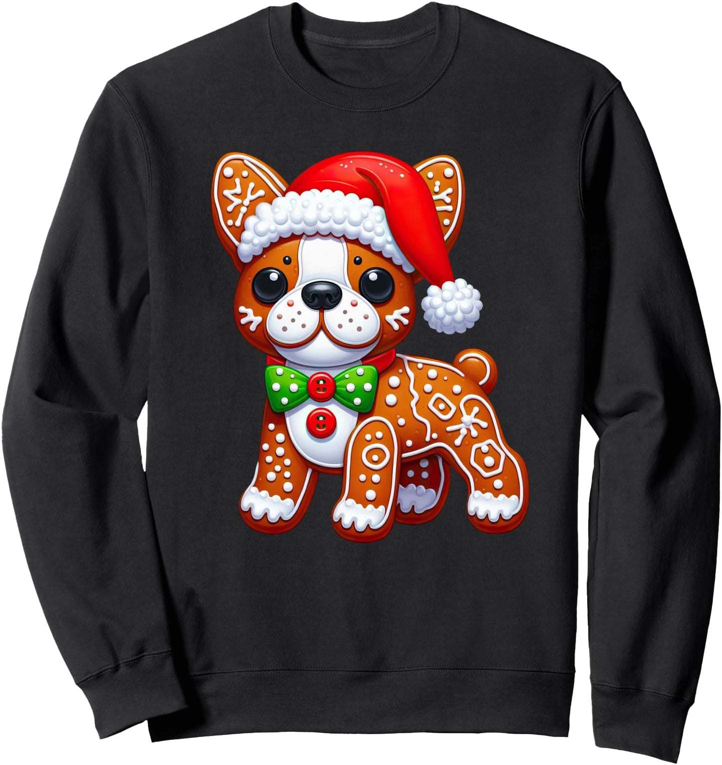 Gingerbread Man Boston Terrier Christmas Womens Mens Sweatshirt