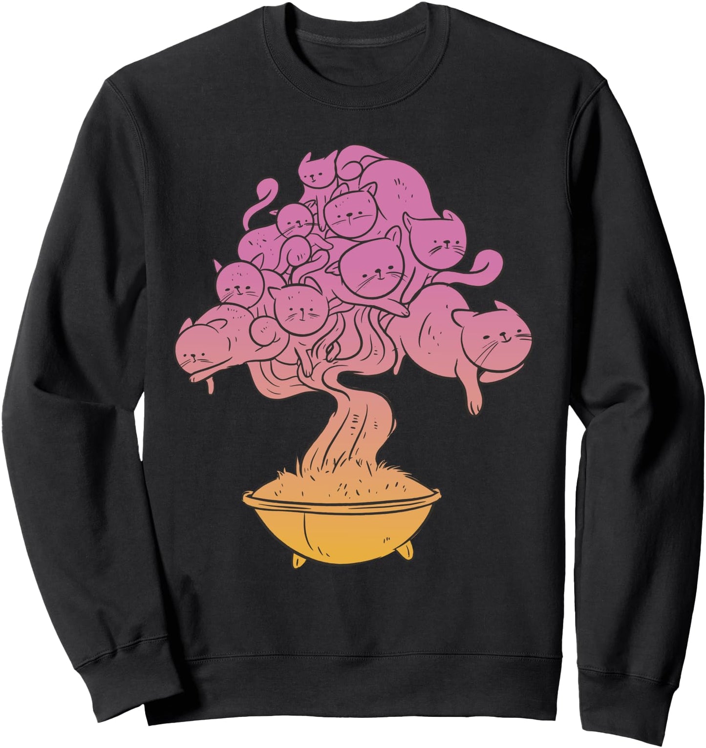 Funny Bonsai Tree Kawaii Cats Japanese Art for men women Kid Sweatshirt