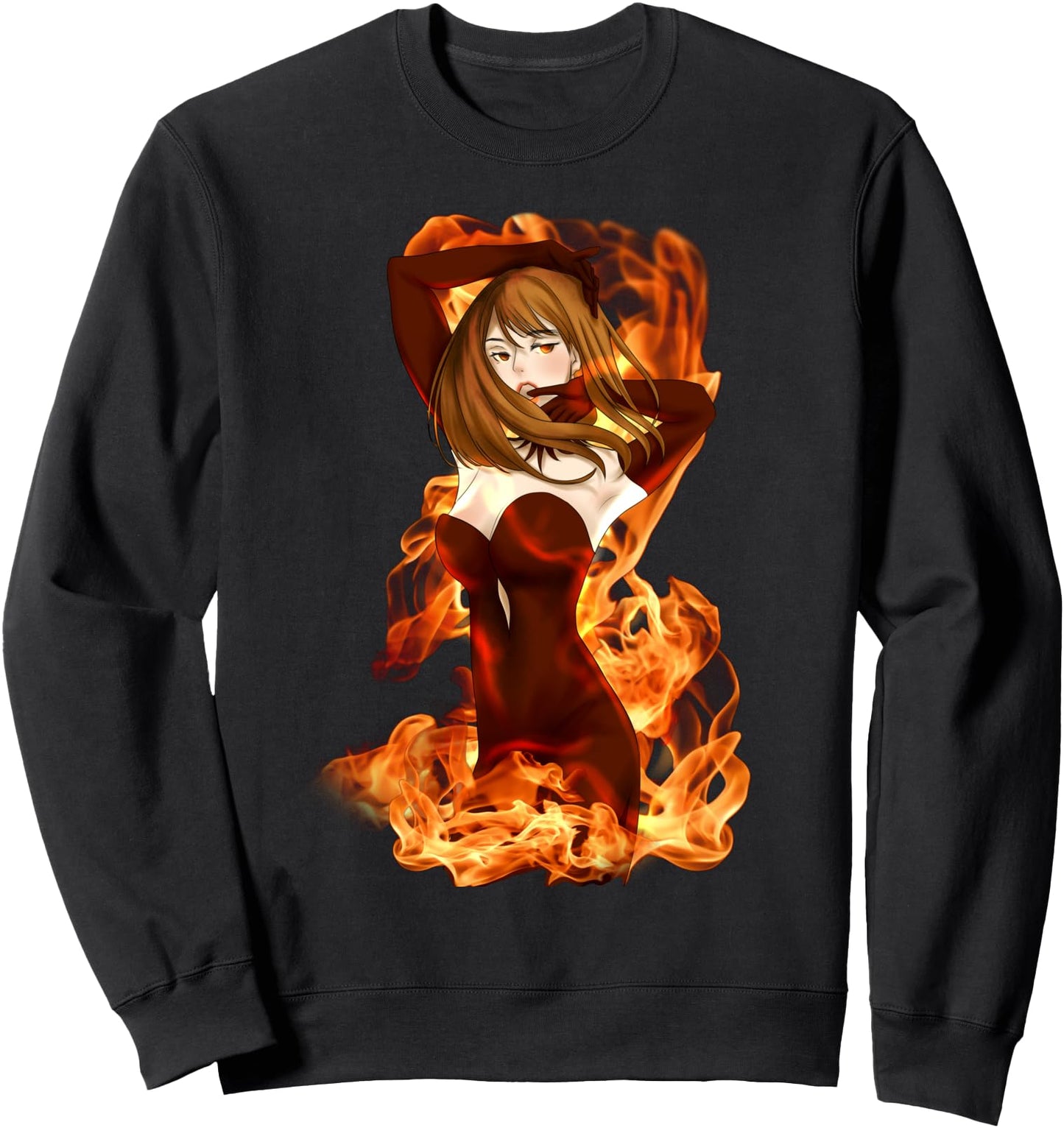 Hot Flame Anime Girl Japanese Women Clothes | Anime Girls Sweatshirt