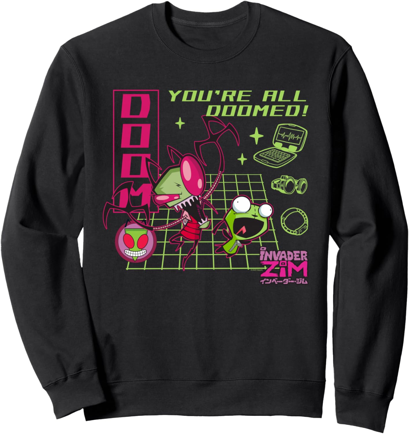 Invader Zim You're All Doomed Y2K Cartoon Sweatshirt