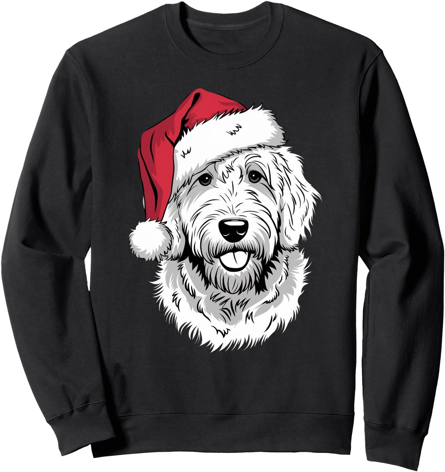 Joyful Doodle Santa Dog on Golden Doodle Christmas Sweatshirt