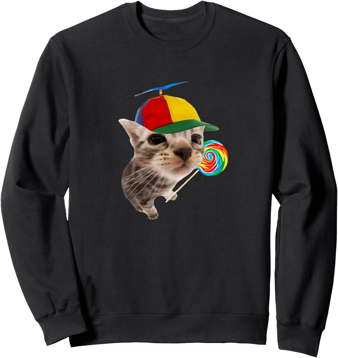 Silly Cat With Lollipop Meme Sweatshirt