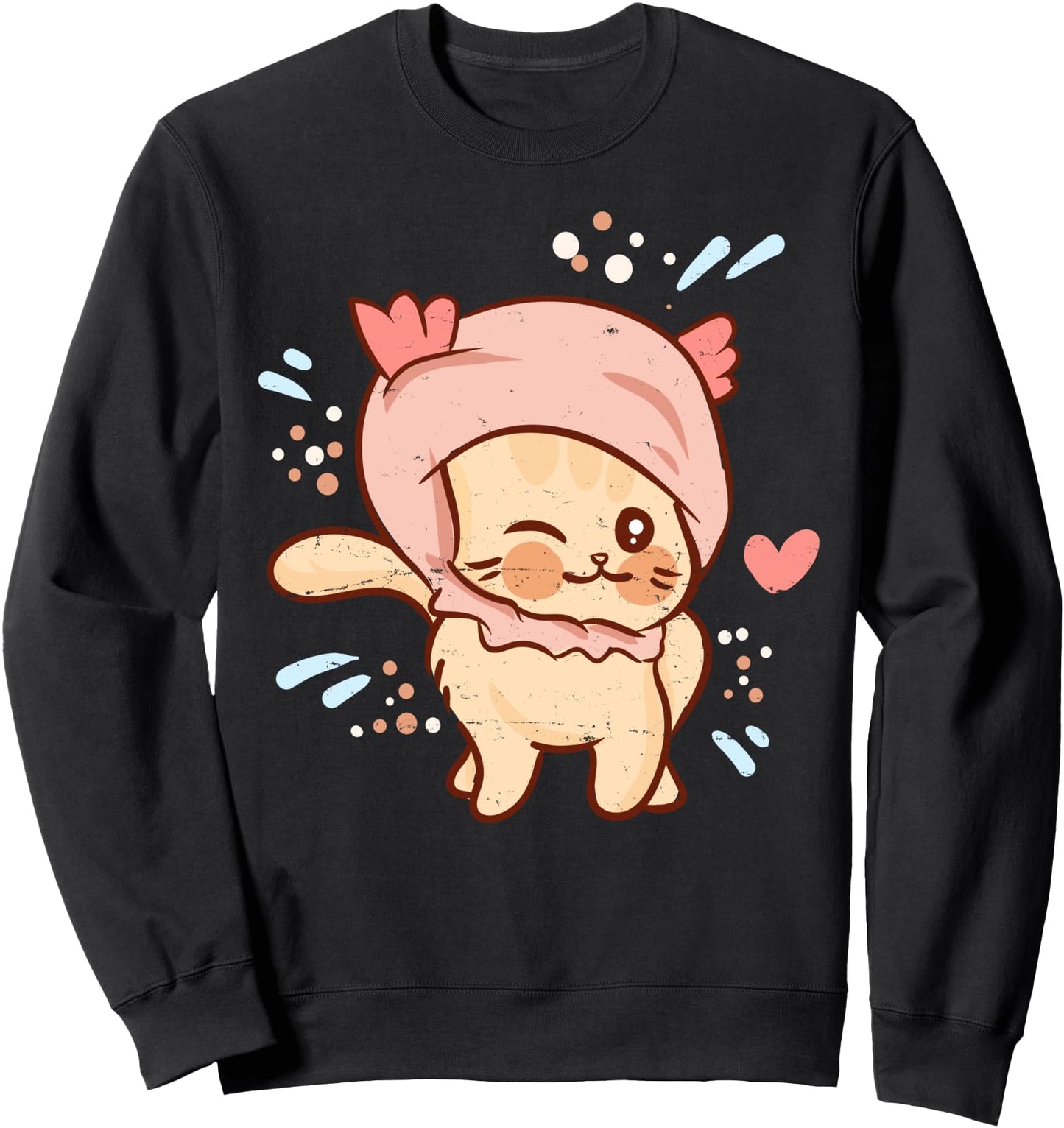 Cute Kawaii Anime - Cat With Axolotl Hat Aesthetic Japanese Sweatshirt