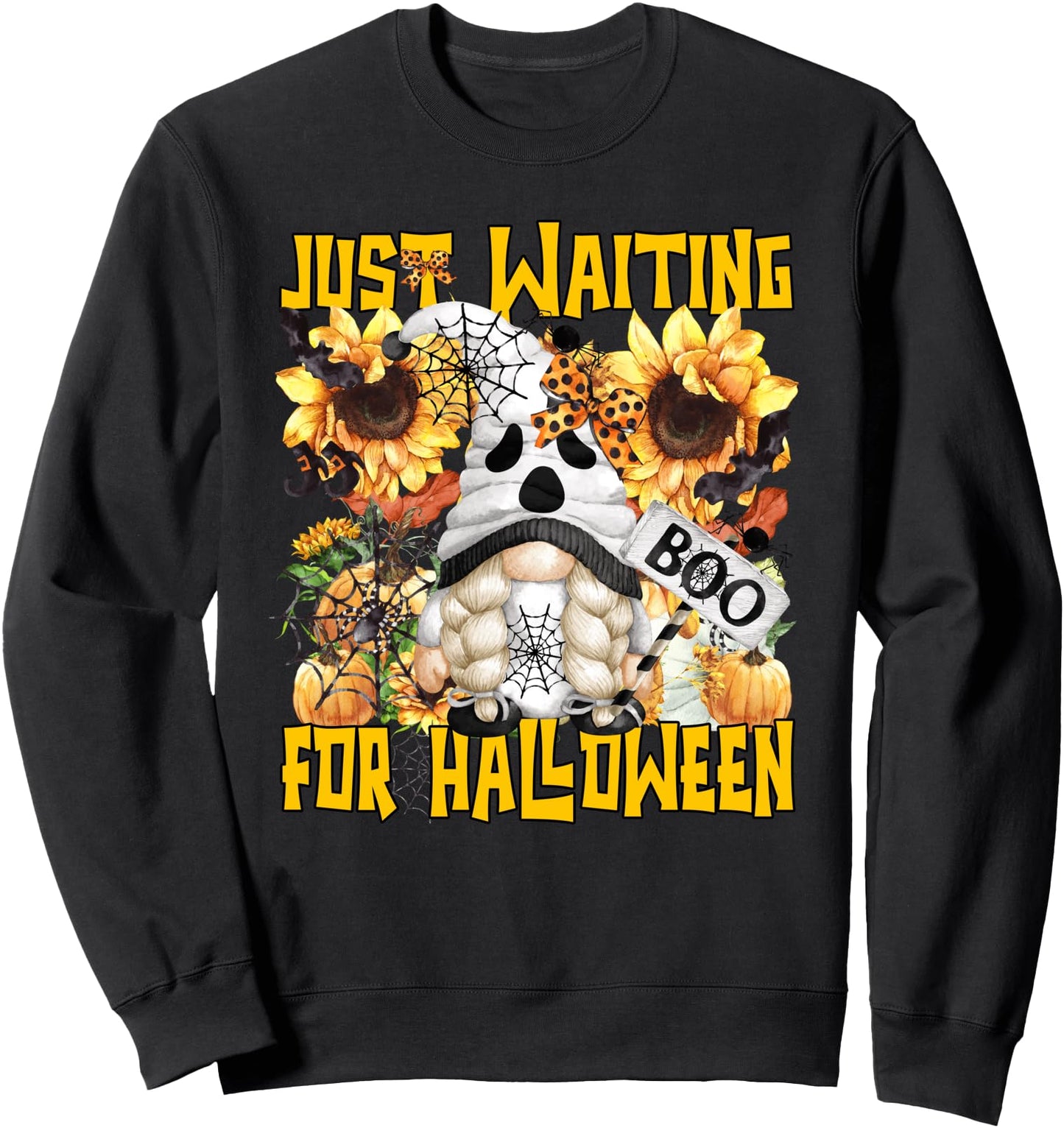 Waiting For Halloween Autumn Fall Gnome For Women Boo Ghost Sweatshirt