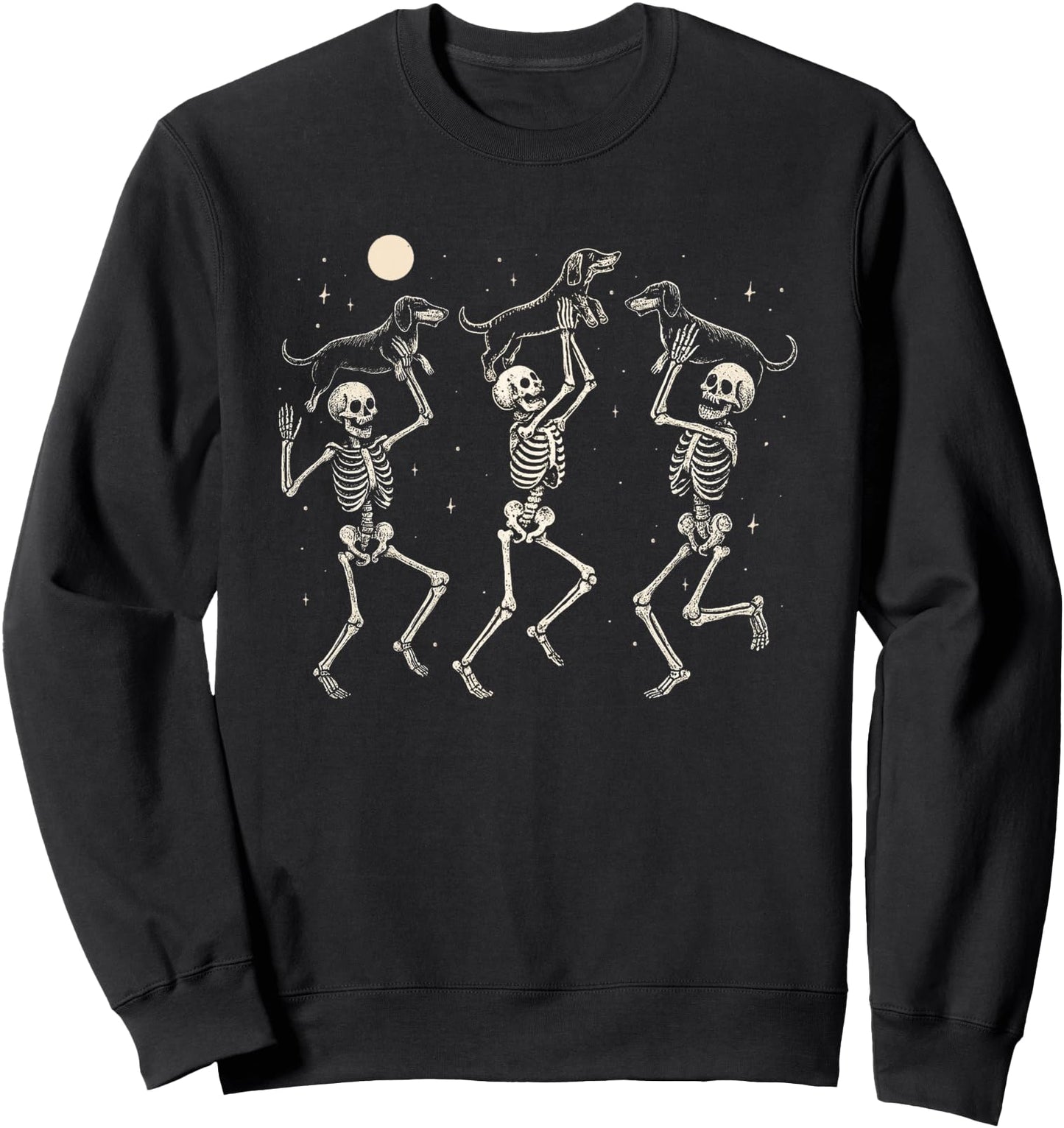 Vintage Funny Skeletons Dachshund Dancing Halloween Costume Sweatshirt