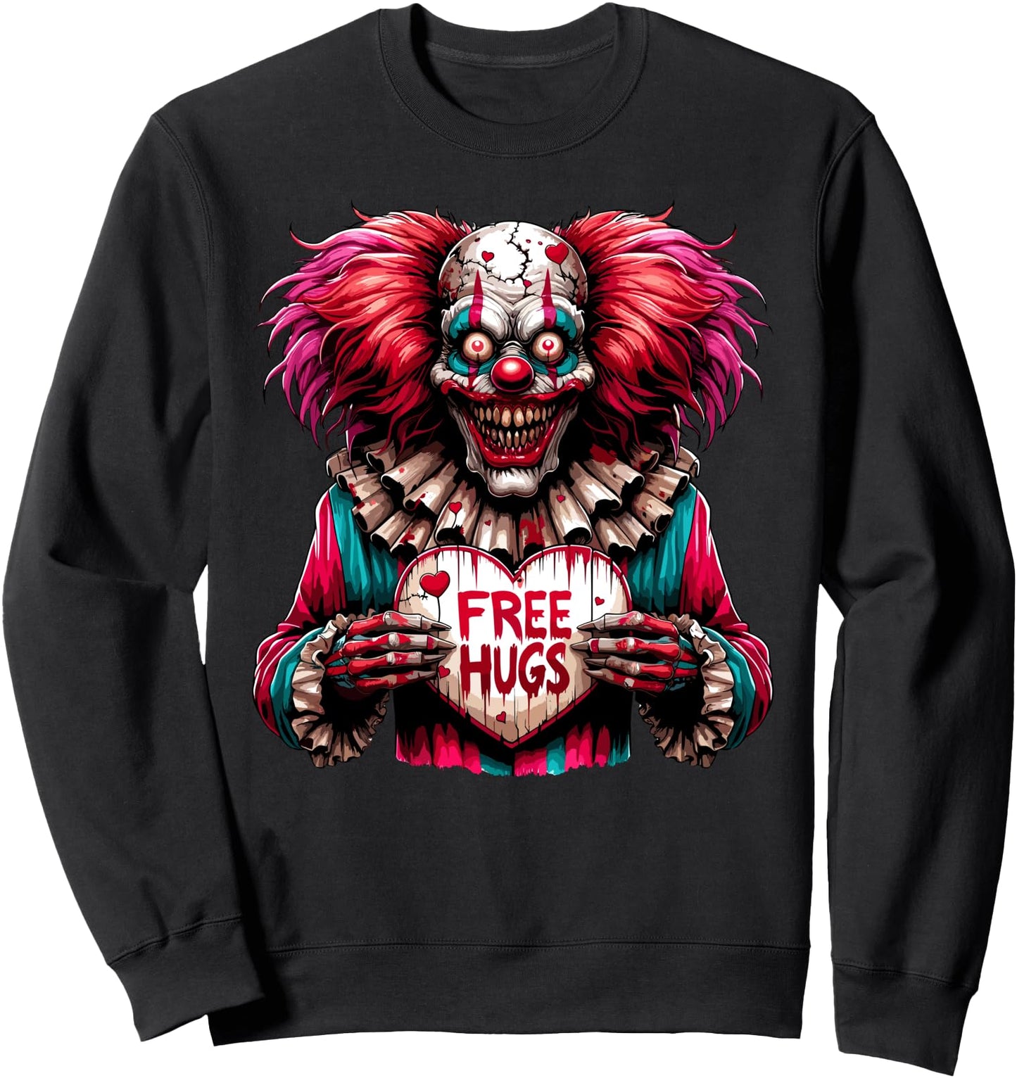 Free Hugs Scary Clown Valentine Halloween Horror Sweatshirt
