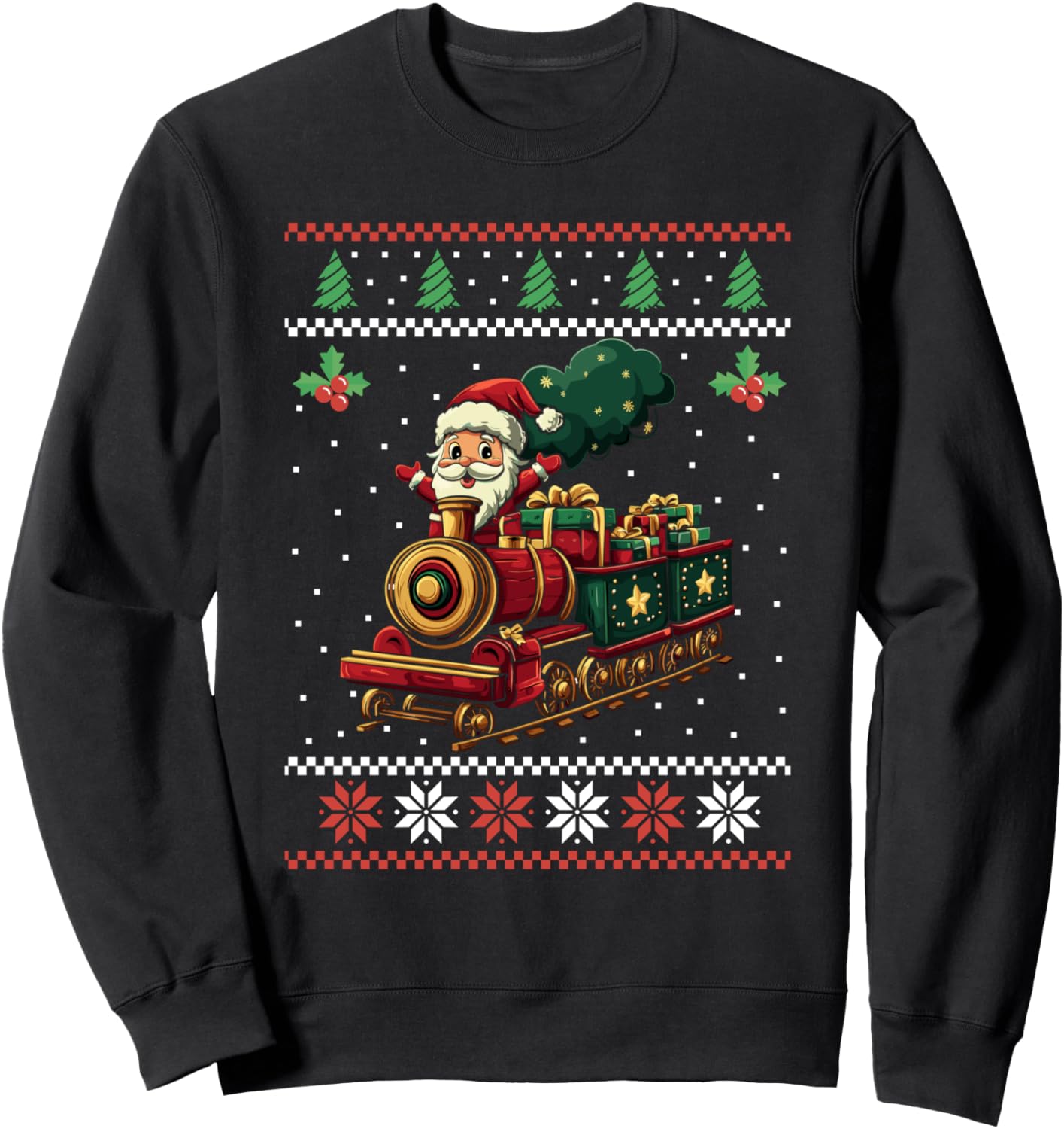 Santa Train Locomotive Ugly Christmas Sweater Xmas Sweatshirt