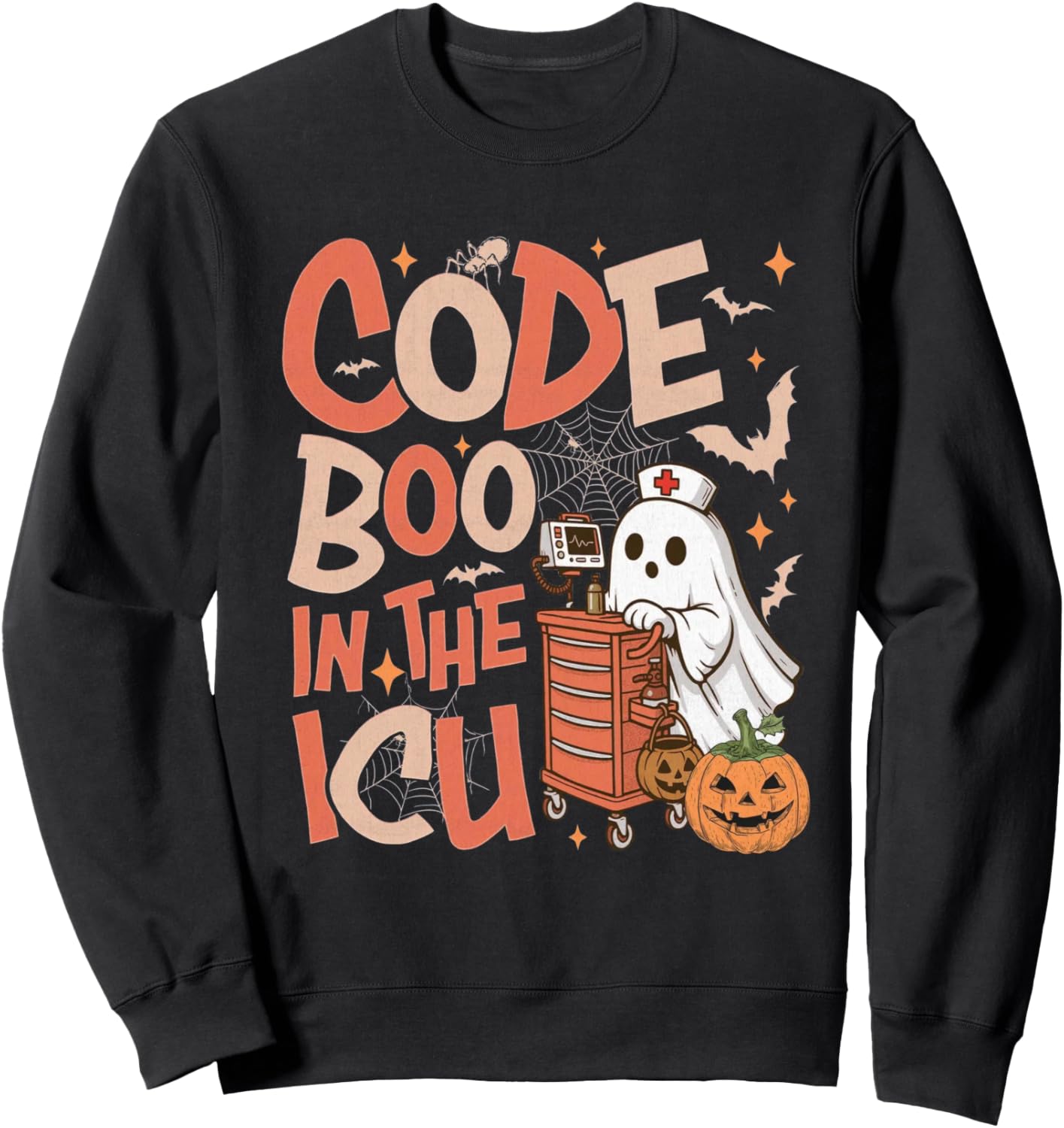 Code Boo In The ICU Halloween Boo Ghost ICU Nurse Sweatshirt