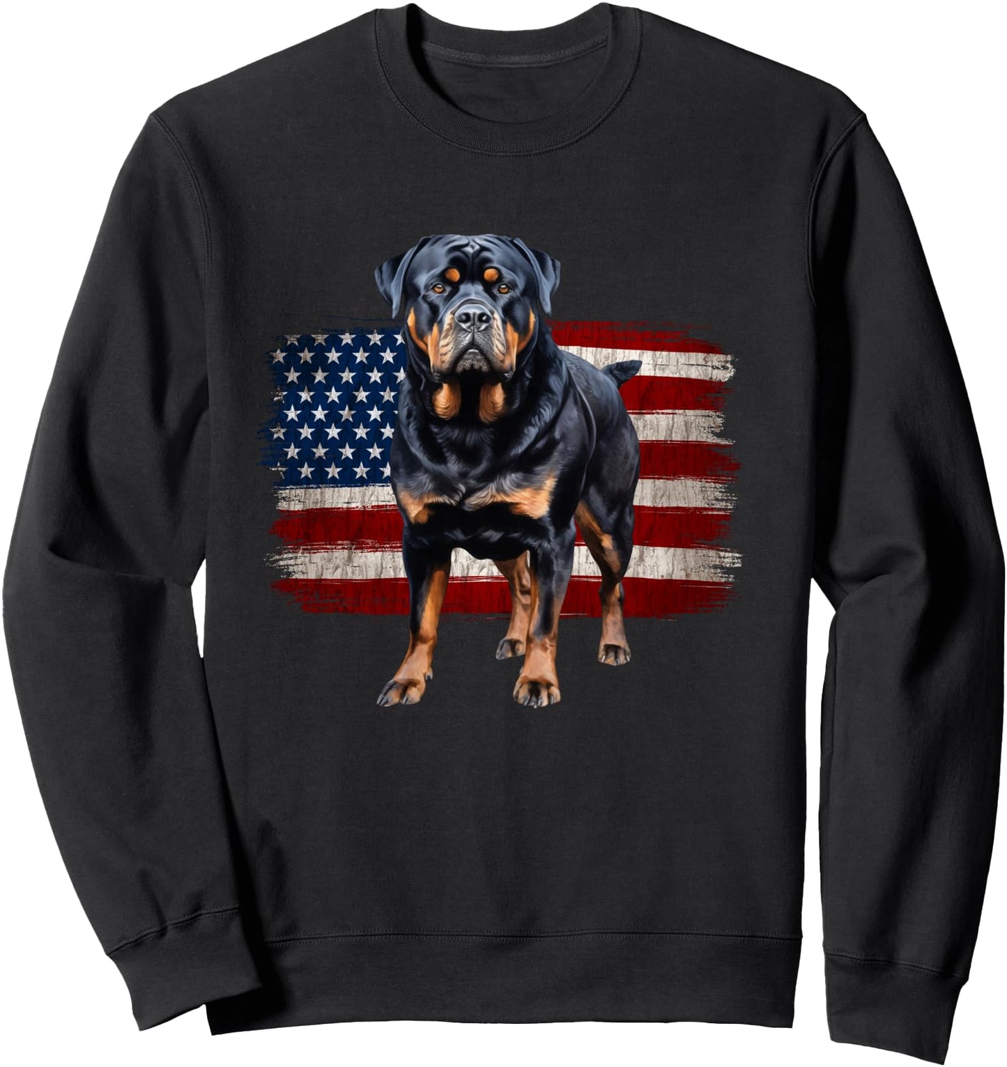 All-American Rottweiler with USA Flag Sweatshirt
