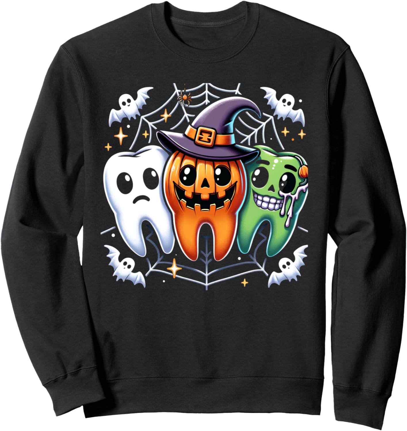 Teeth Ghost Pumpkin Witch Cute Dental Halloween Dentist Sweatshirt