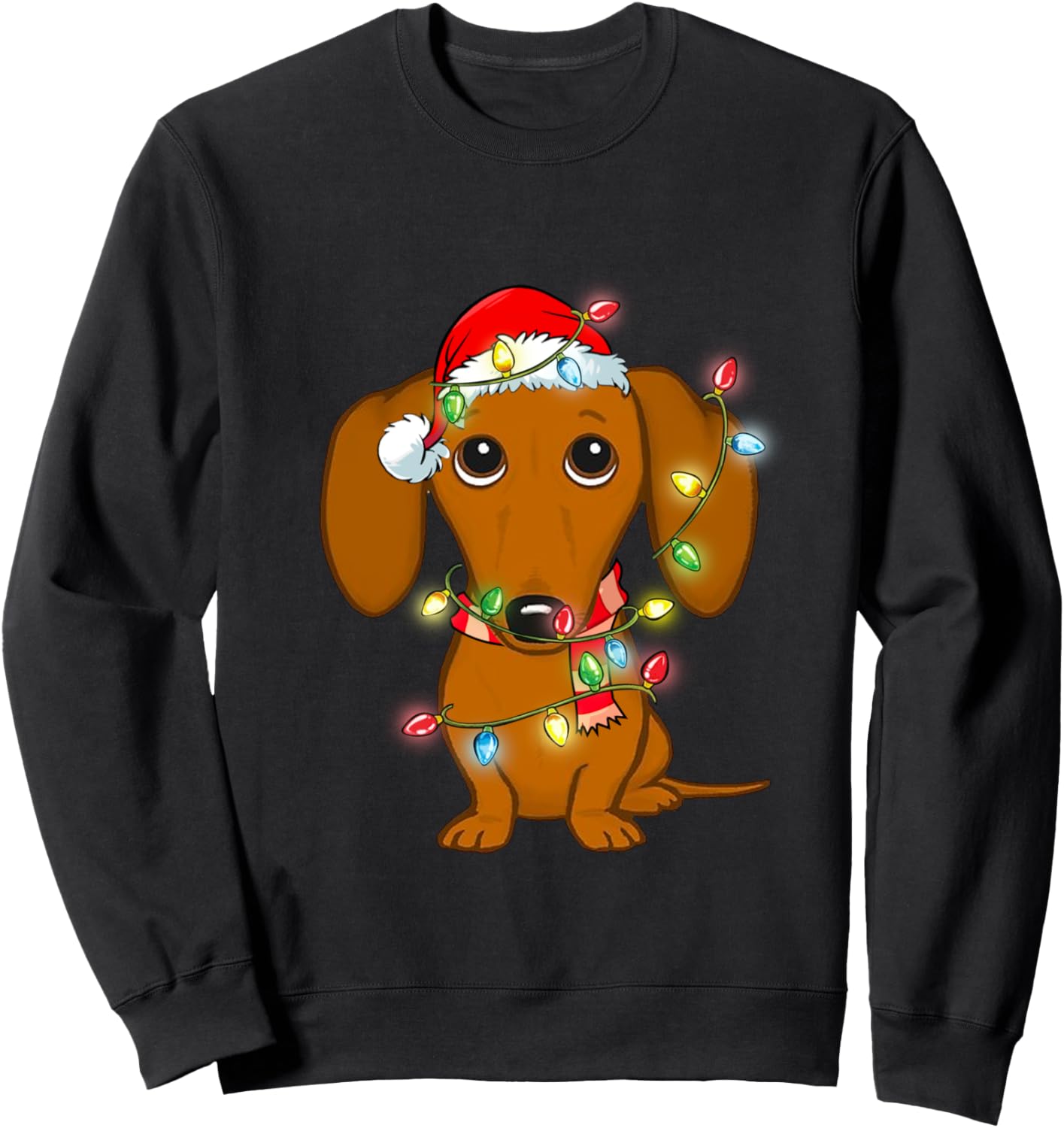 Dachshund Christmas Tree Dachshund Santa Hat Light Xmas Gift Sweatshirt