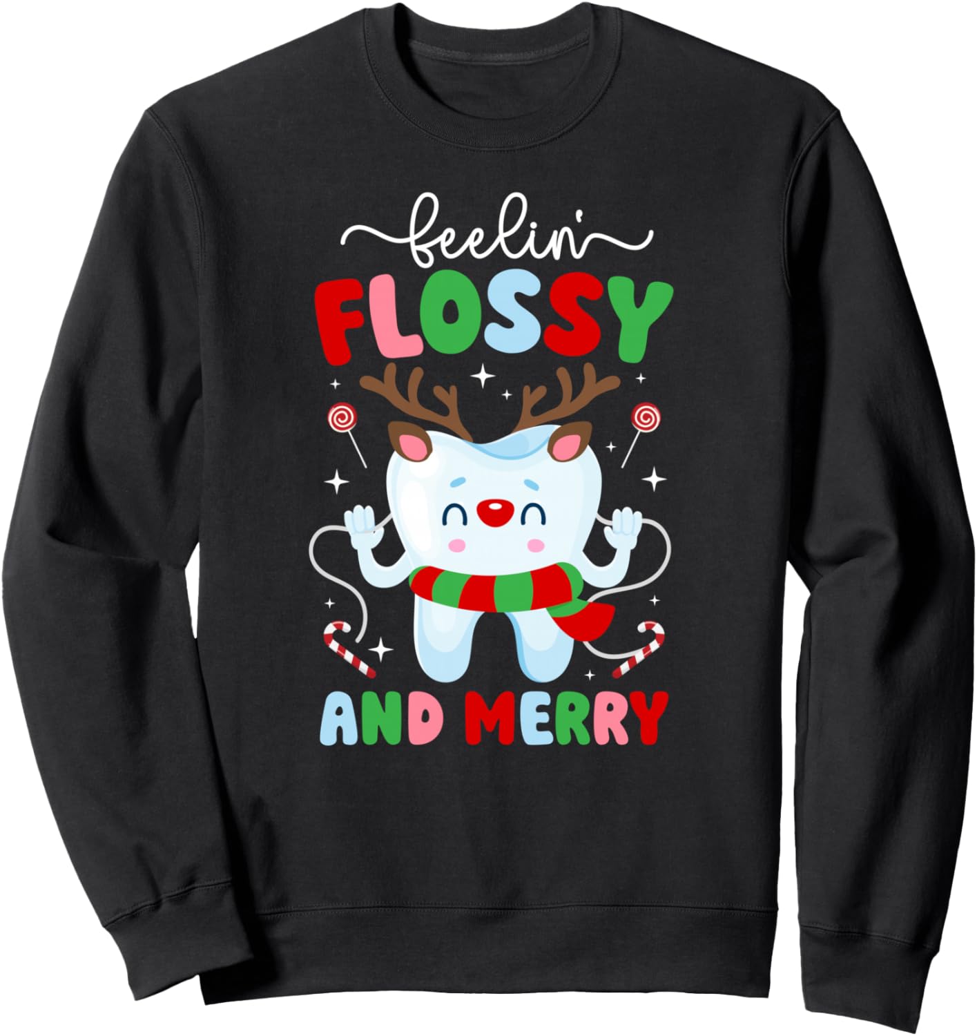 Flossy And Merry Dental Christmas Dentist Xmas Dentistry Sweatshirt