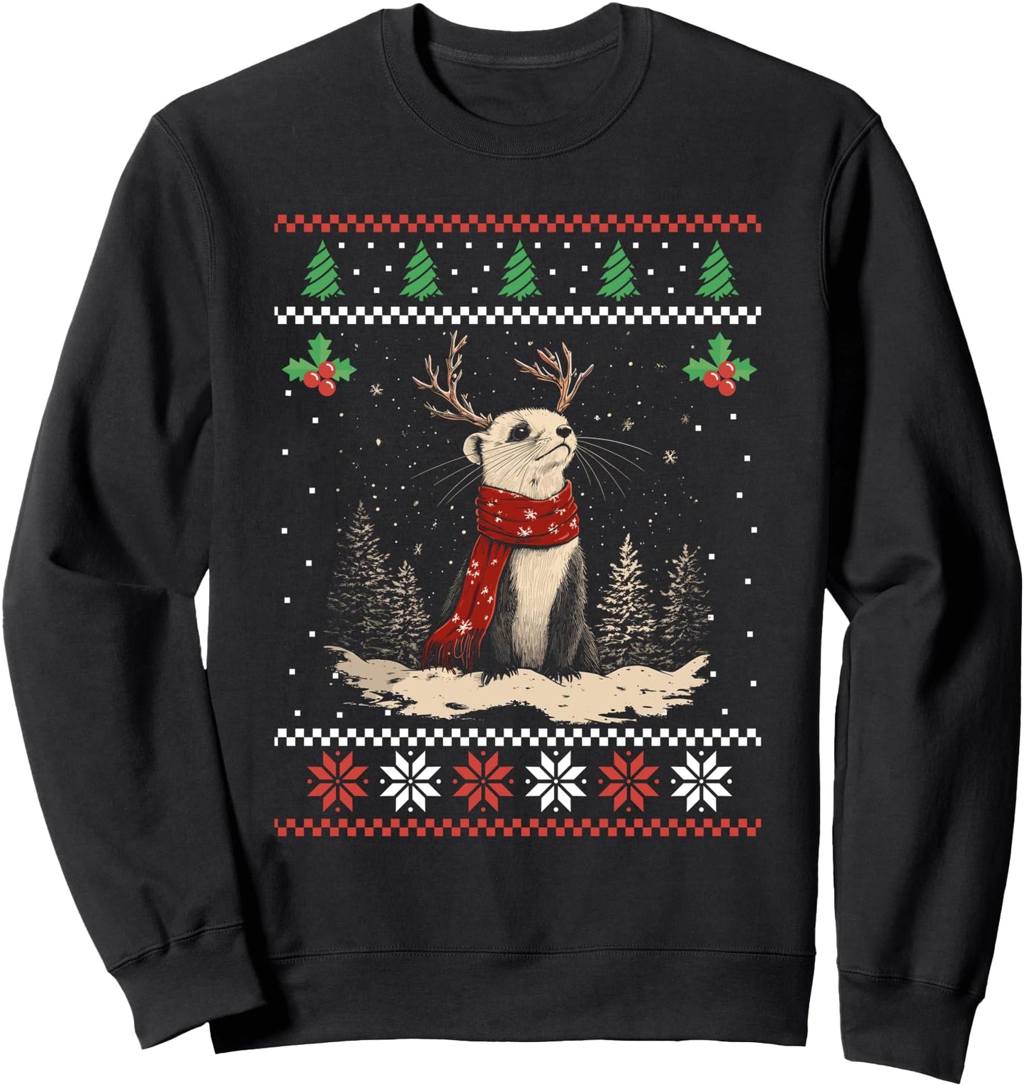 Ferret Reindeer Ugly Christmas Sweater Xmas Sweatshirt