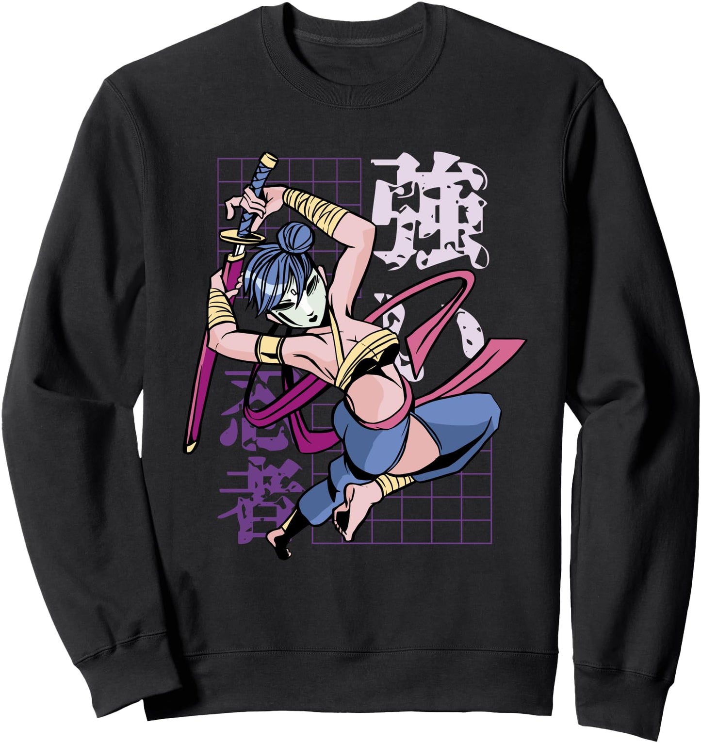 Japanese Samurai Girl and Vintage Sakura Sweatshirt