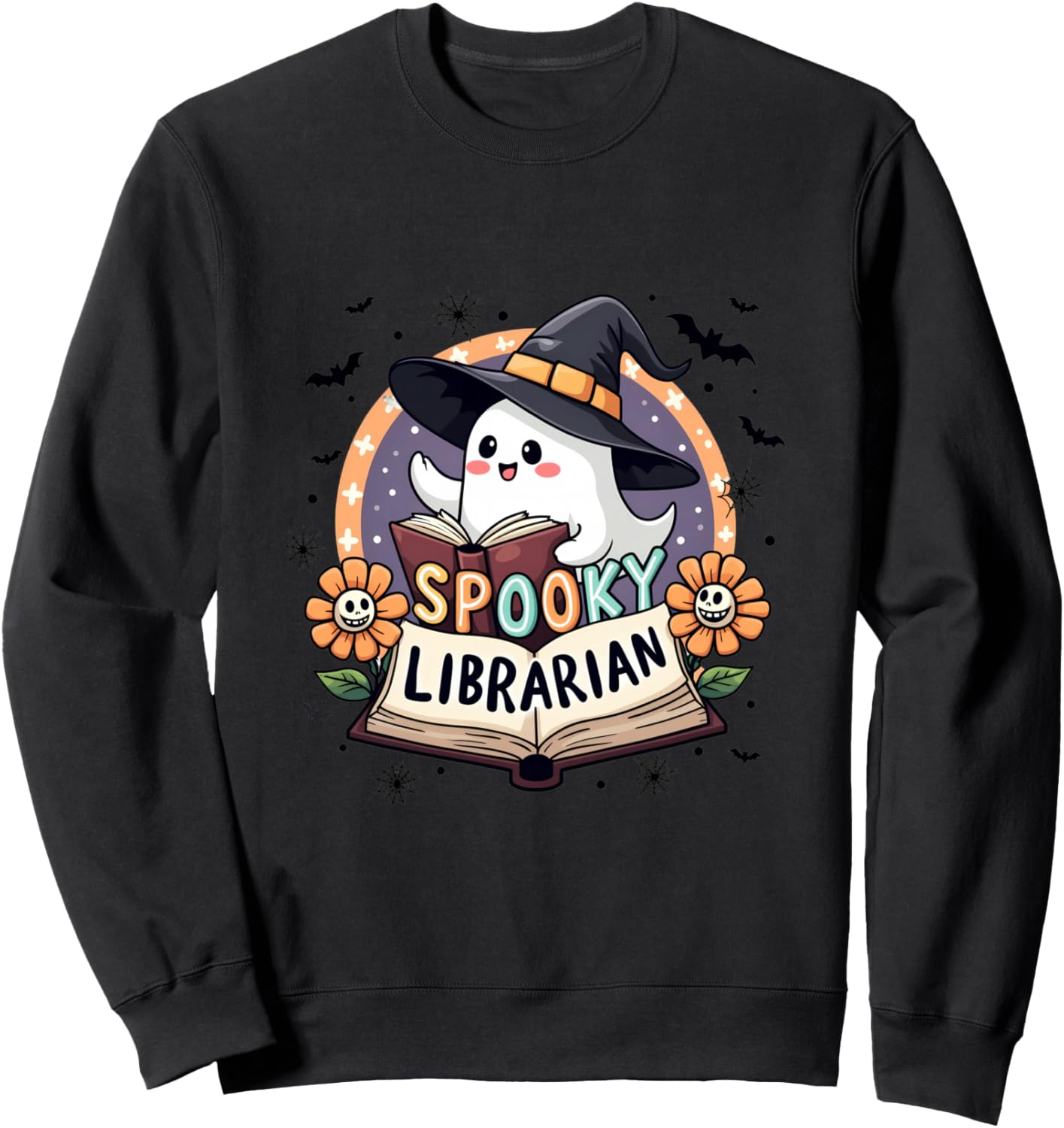 Groovy Spooky Librarian Halloween Library Ghost Sweatshirt