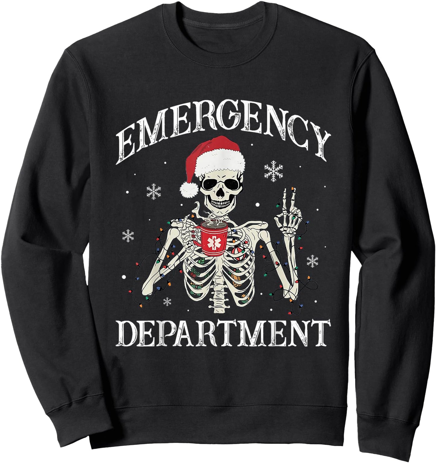 Retro Emergency Department Christmas Nurse Skeleton Santa Sweatshirt
