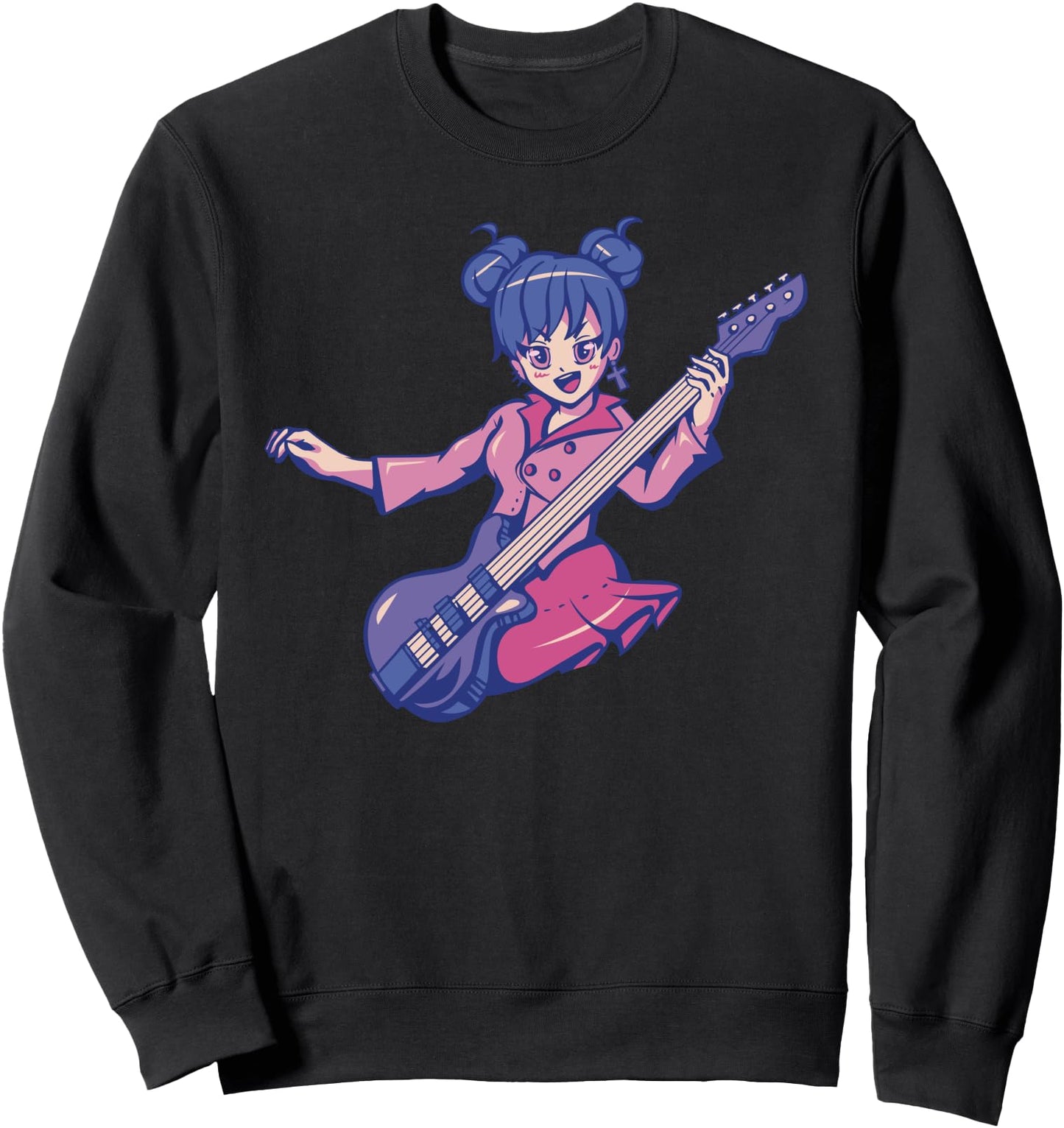 Kawaii Anime Guitar Girl - Electric Rock Guitar - Japanese Sweatshirt
