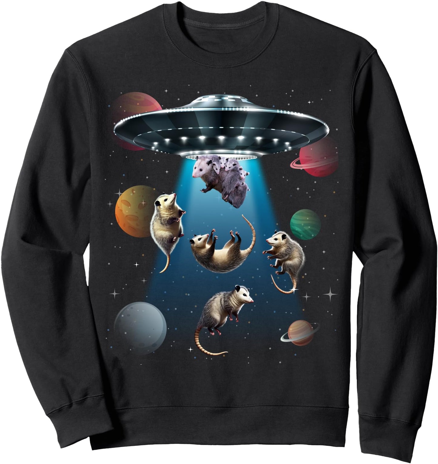 possum opossum funny opossums in space ufo alien abduction Sweatshirt