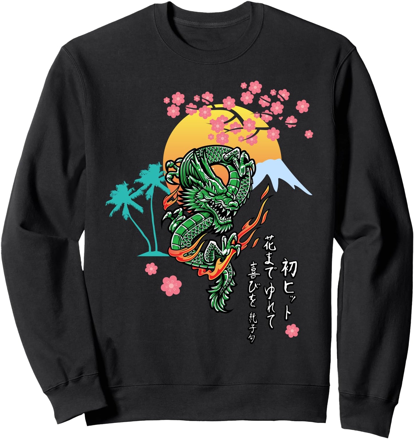 Dragon Sun Cherry Blossom Japanese Culture Anime Japan Art Sweatshirt