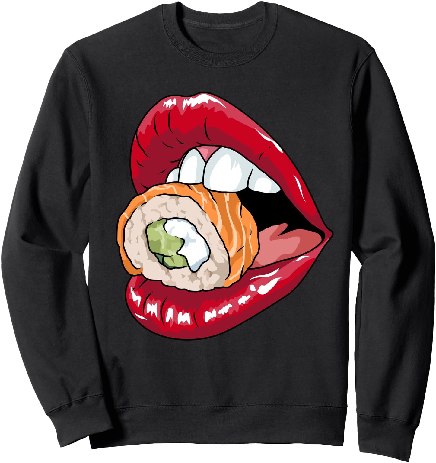 Sushi Gift Women Red Lips Gift Men Raw Fish Japanese Sushi Sweatshirt