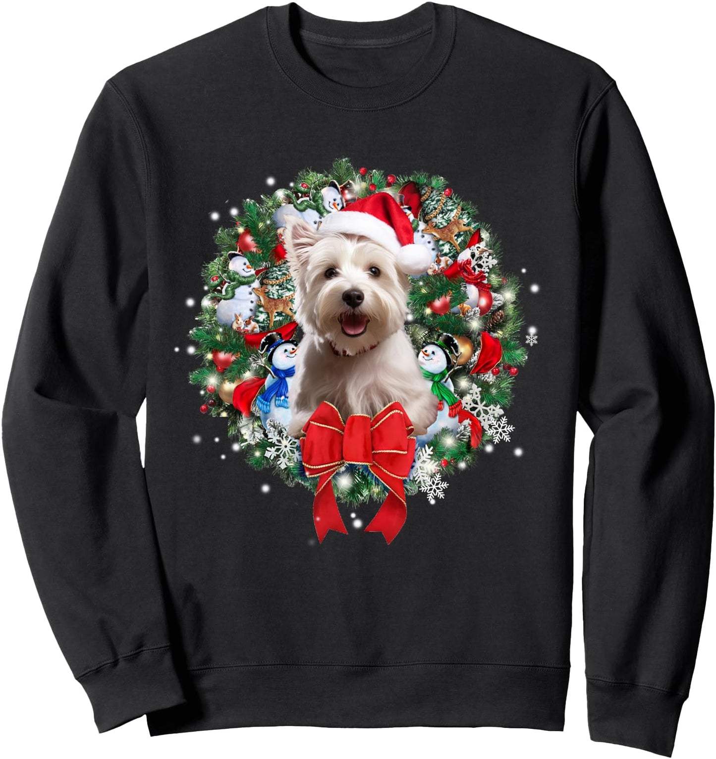 Westie Christmas Wreath Decoration Xmas Pajamas Sweatshirt