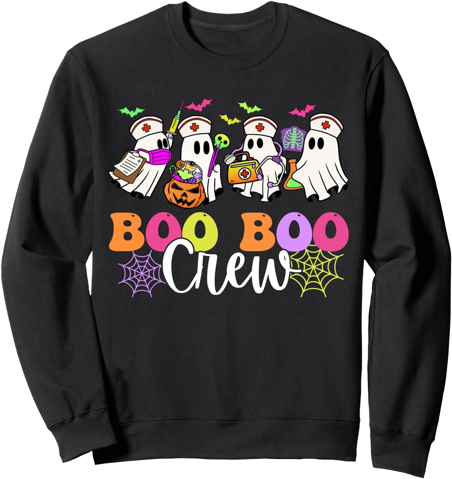 Boo-Boo Crew Nurse Ghost Scrub Top Nursing Halloween Costume Sweatshirt