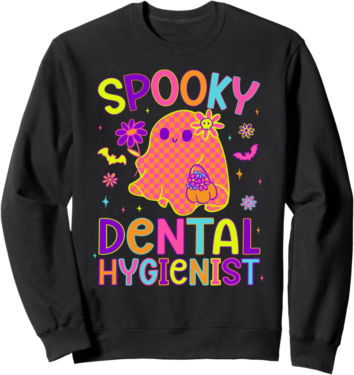 Spooky Dental Hygienist Halloween Dental Hygiene Preppy Sweatshirt