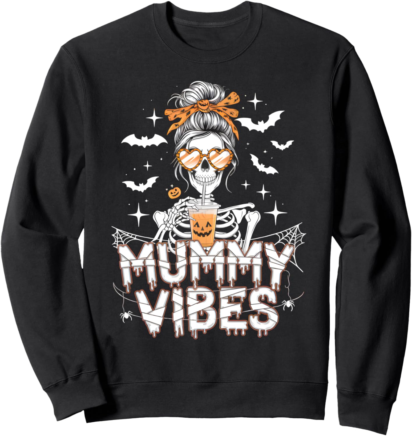 Mummy Vibes Halloween Coffee Funny Skeleton Mother Mom Quote Sweatshirt