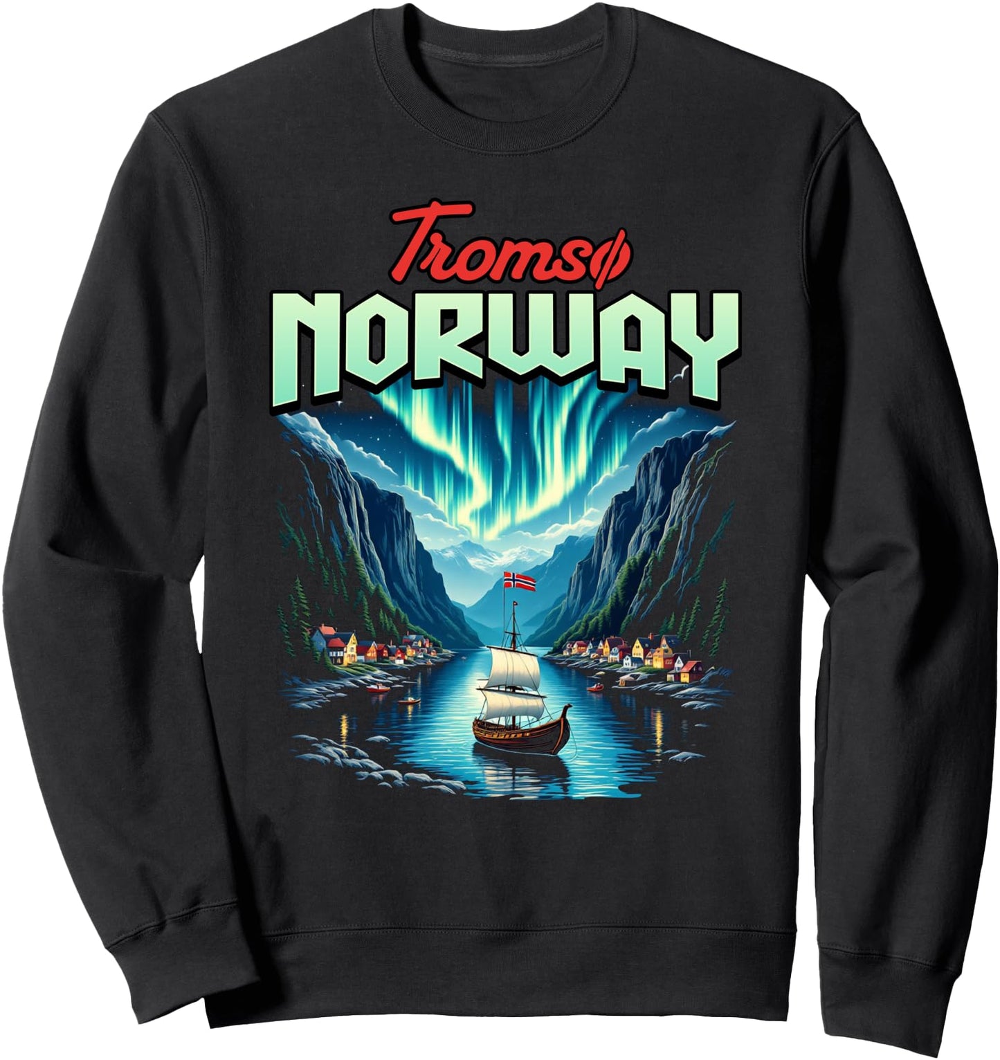 Tromso Norway Souvenir Northern Lights Norwegian Sweatshirt