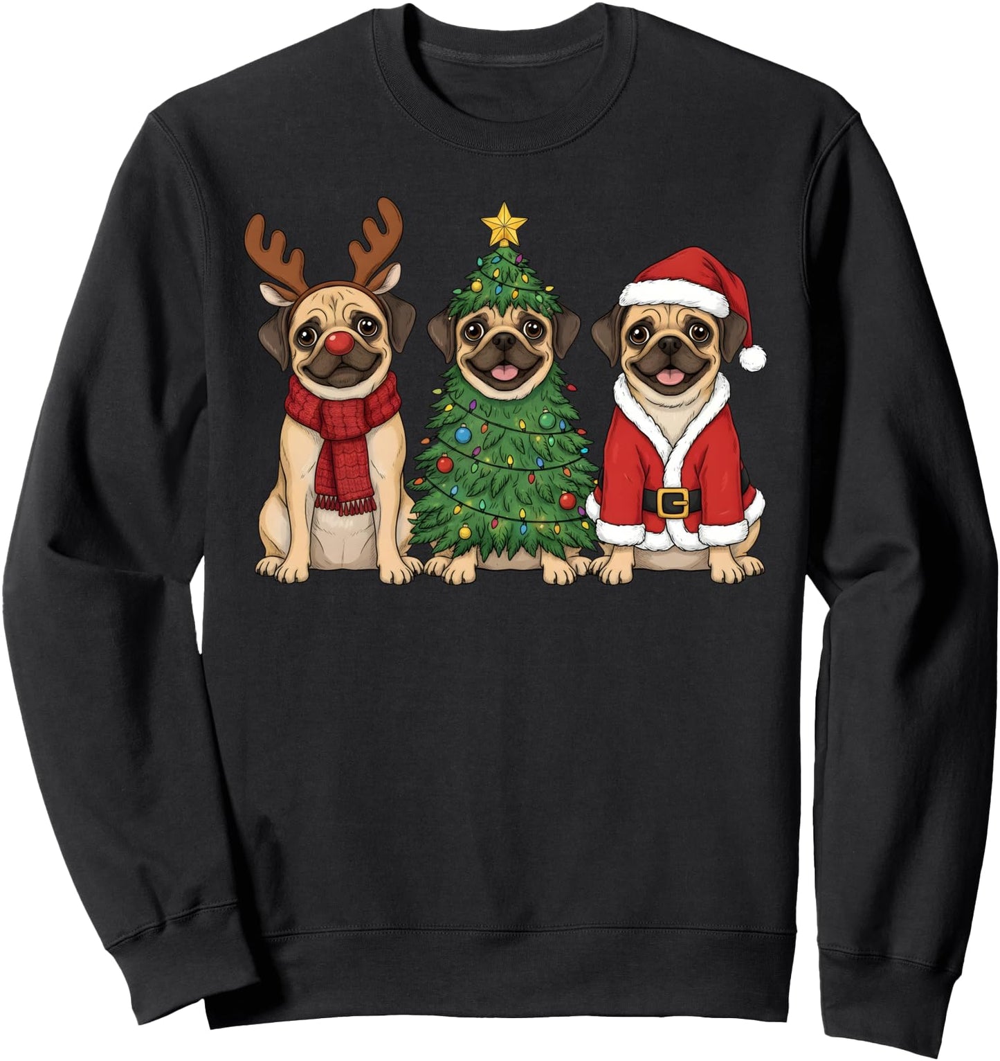 Retro Christmas Puggle Santa Reindeer Dog Lover Sweatshirt