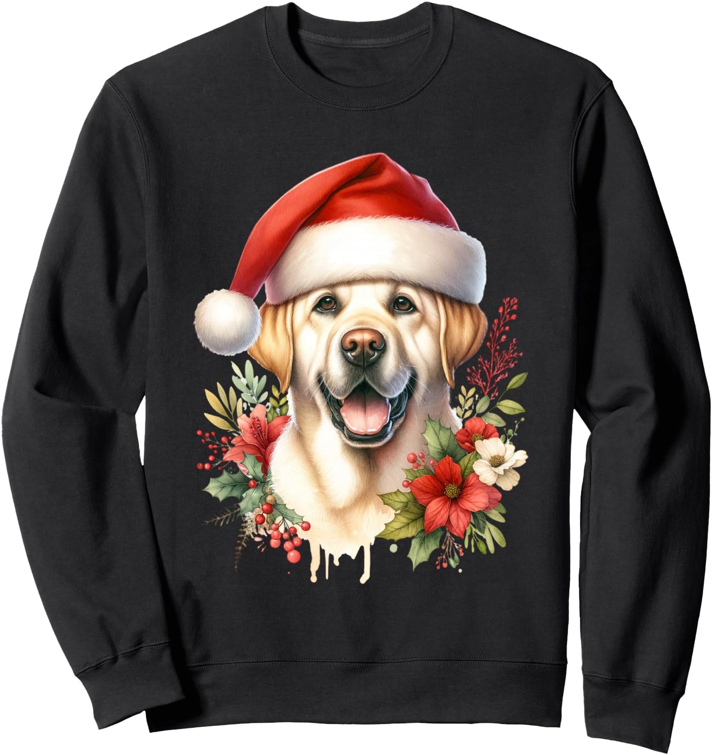 Christmas Yellow Labrador Lab Dog Watercolor Artwork Sweatshirt